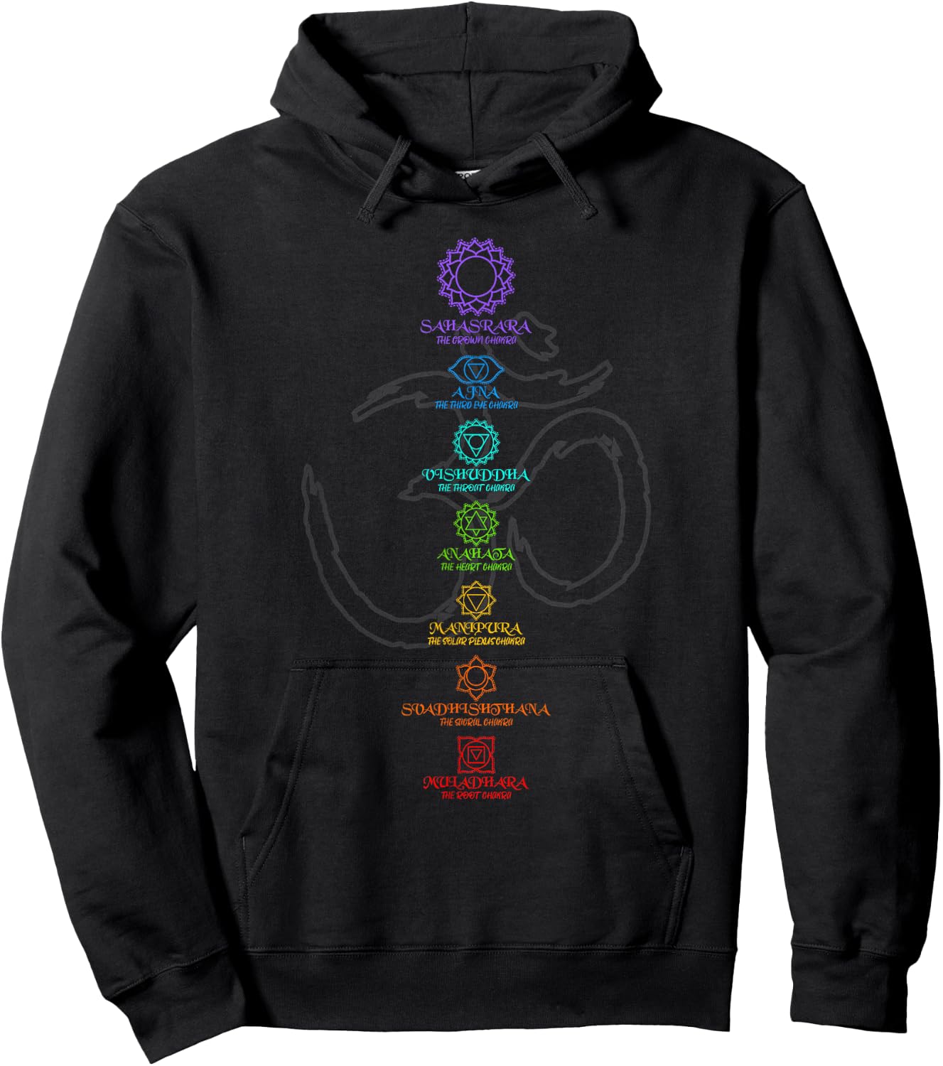 Spirituelle Yoga Shirts Fr Mnner und Frauen Women's Yoga Meditation Spiritual Body Energy Centres Chakra Black Short Sleeve Classic Fit S Hoodie - Hoodie | Black