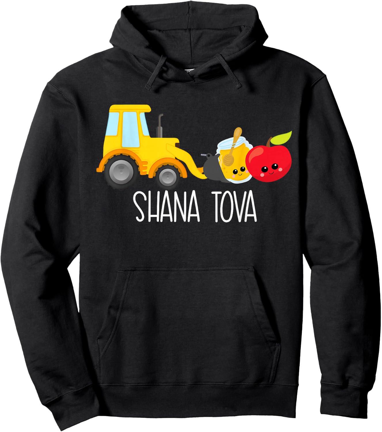 Shana Tova Trucks Loader Apple & Honey Funny Rosh Hashanah Hoodie - Hoodie | Black