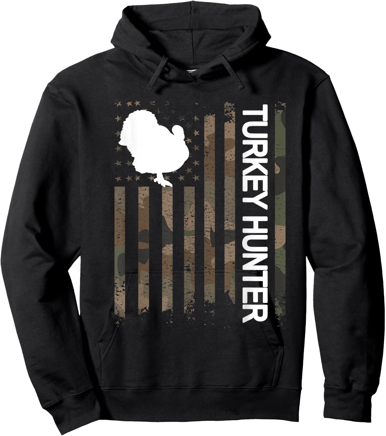 Turkey Hunter American Flag Turkey Hunting Lover Men Hoodie - Hoodie | Black