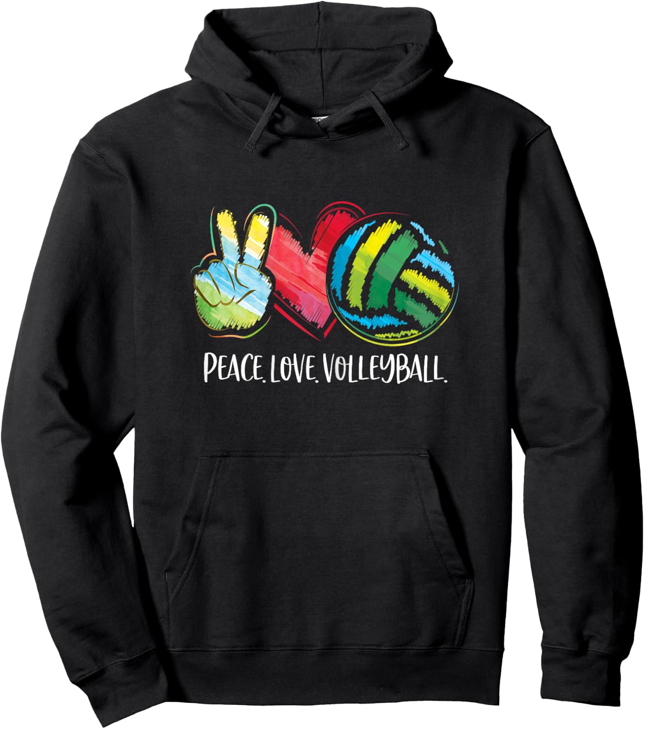 Volleyball Player Women Peace Love Volleyball Hoodie - Hoodie | Black