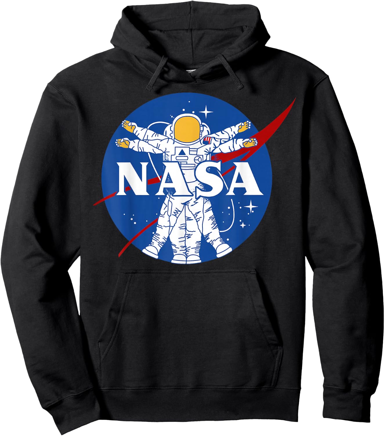 NASA Astronaut Vitruvian Man Style Logo Hoodie - Hoodie | Black