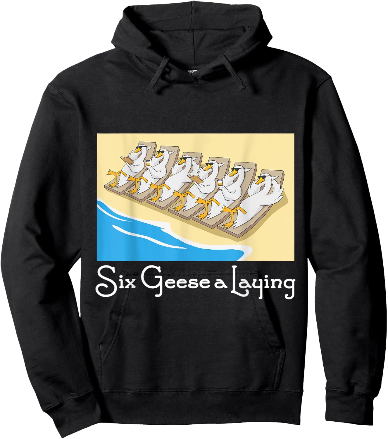 Six Geese a Laying 12 Days Christmas Song Funny Xmas Gift Hoodie - Hoodie | Black