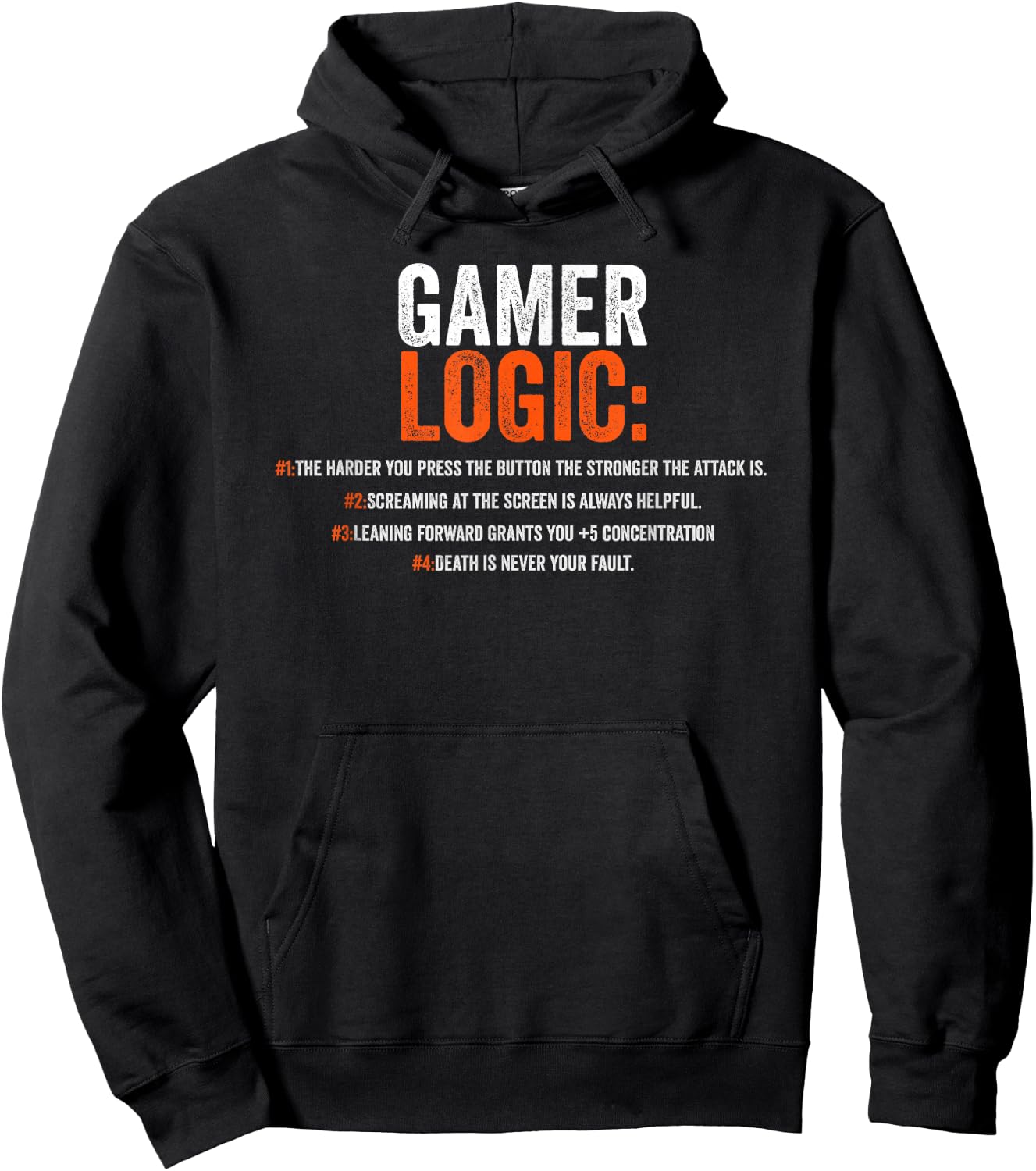 Funny Gamer Logic Saying Motif for Video Players Hoodie - Hoodie | Black