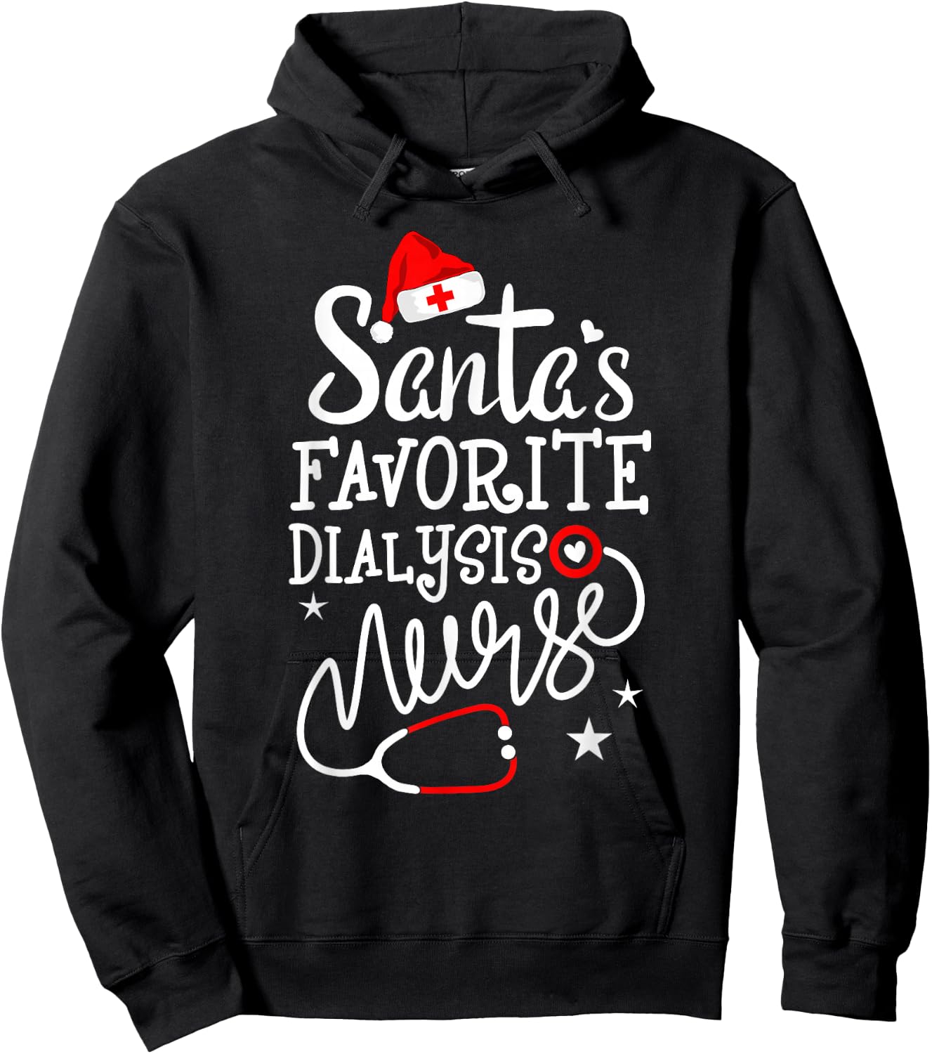 Santa's Favorite Dialysis Nurse Christmas Nephrology Nursing Hoodie - Hoodie | Black