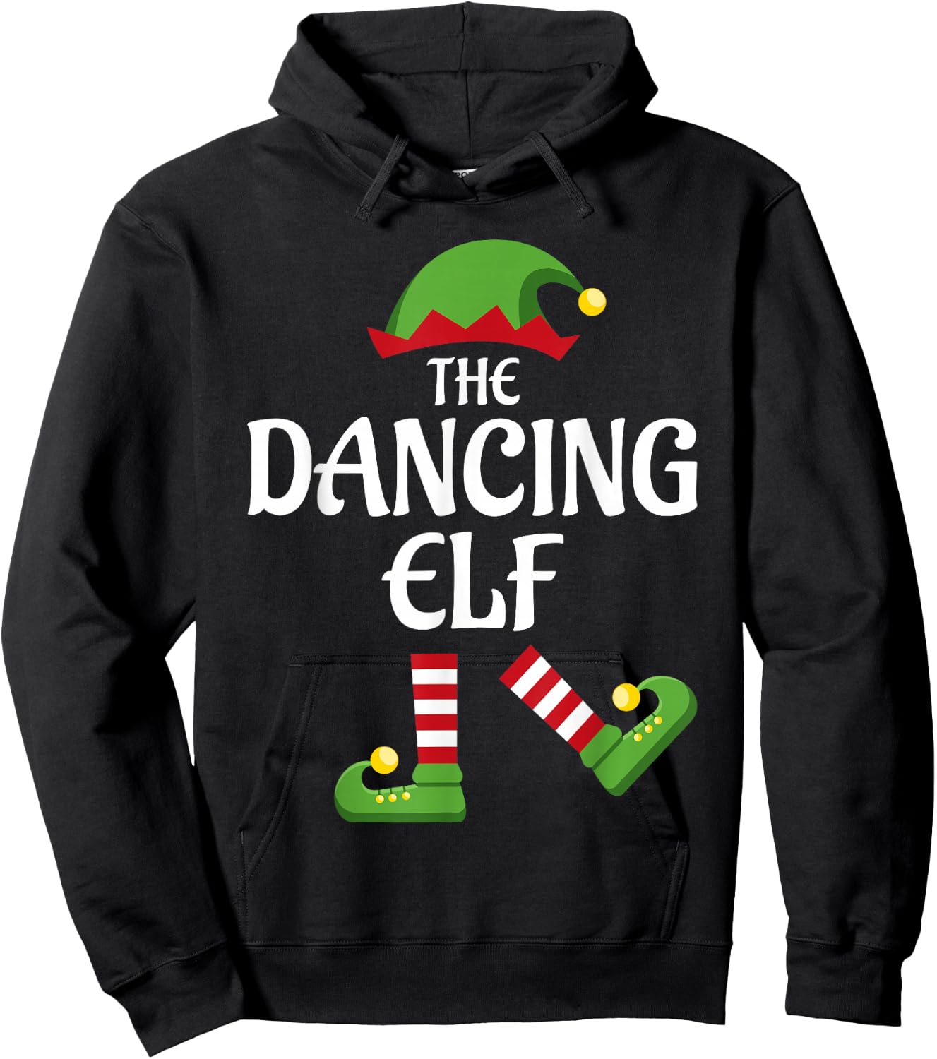 Dancing Elf Family Matching Group Christmas Party Hoodie - Hoodie | Black