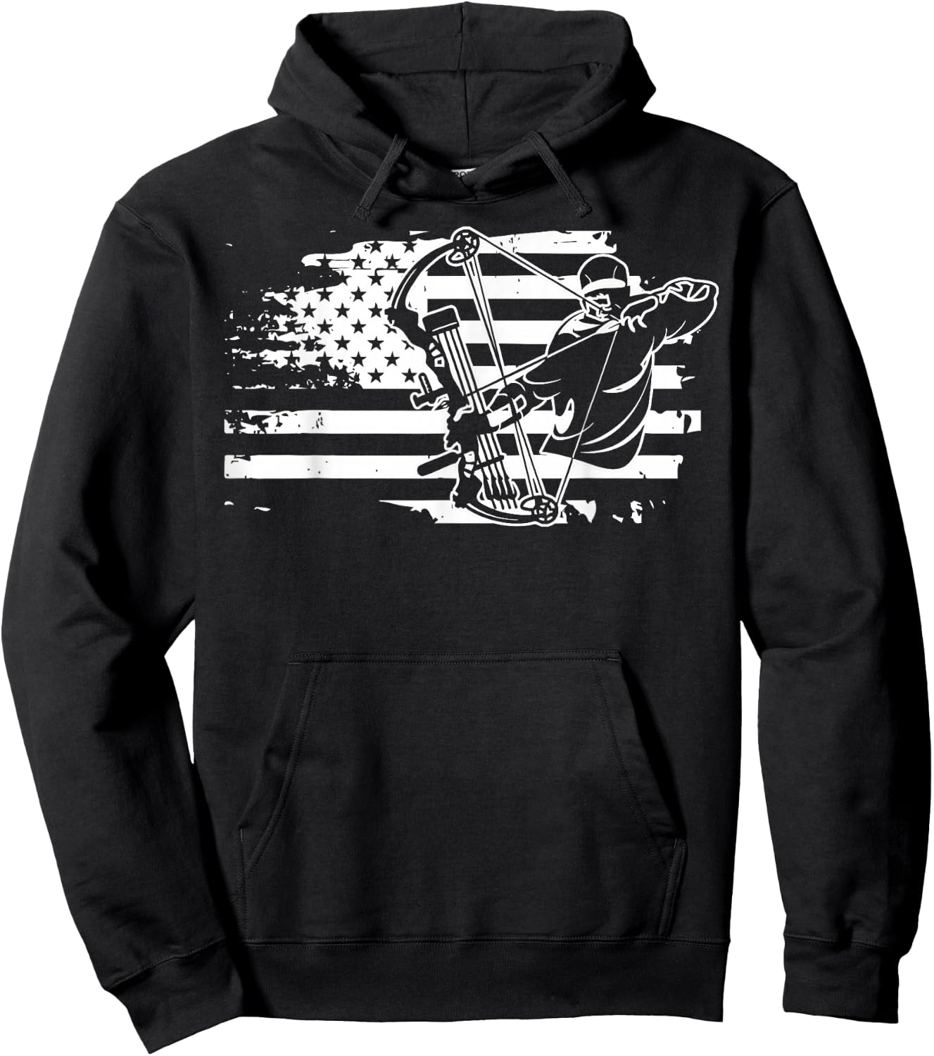 Compound Bow Hunting Equipment Retro American Flag He Hoodie - Hoodie | Black