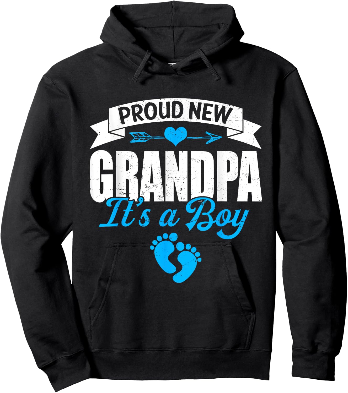 Retro Family Proud New Grandpa It's A Boy Gender Reveal Hoodie - Hoodie | Black