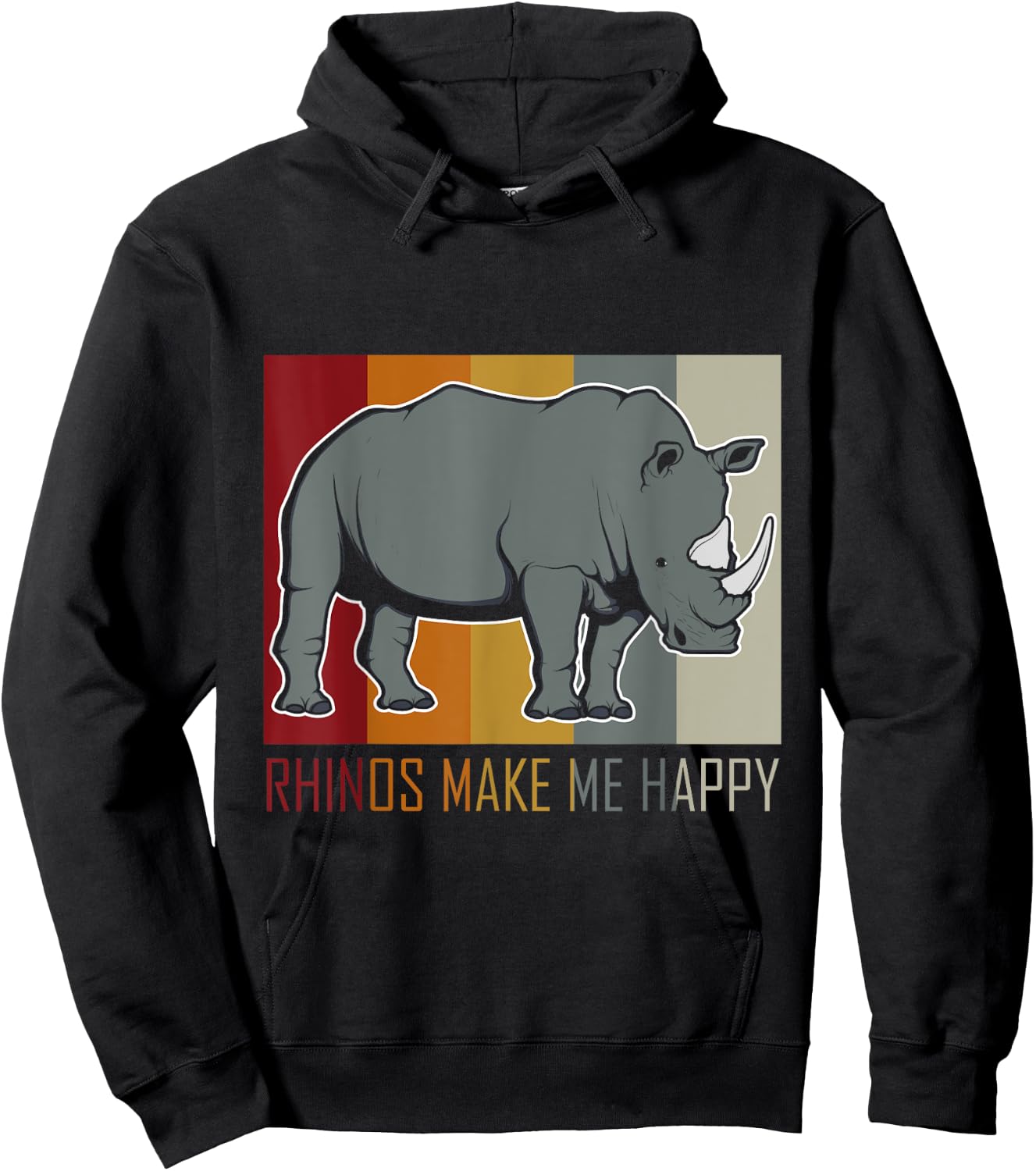 Rhinos Make Me Happy Rhino Hoodie - Hoodie | Black