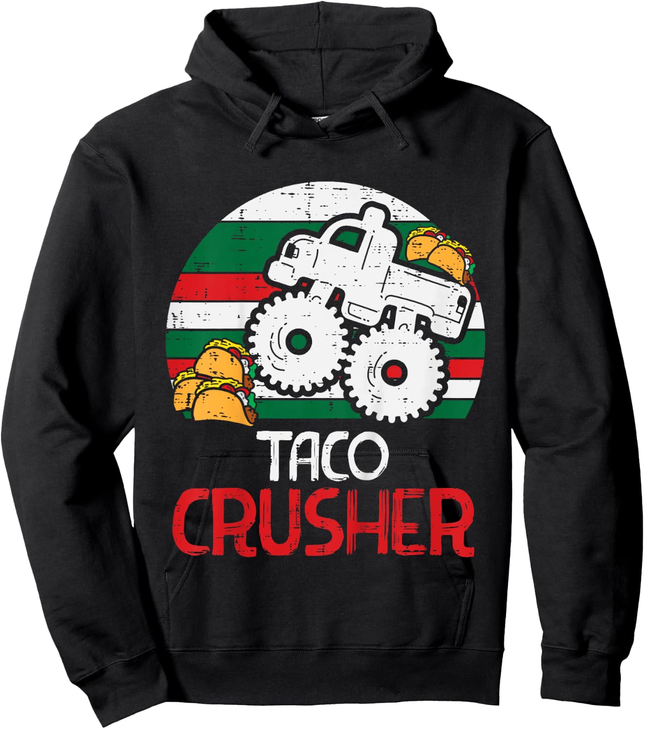 Kids Taco Crusher Monster Truck Toddler Boys Cinco De Mayo Kids Hoodie - Hoodie | Black