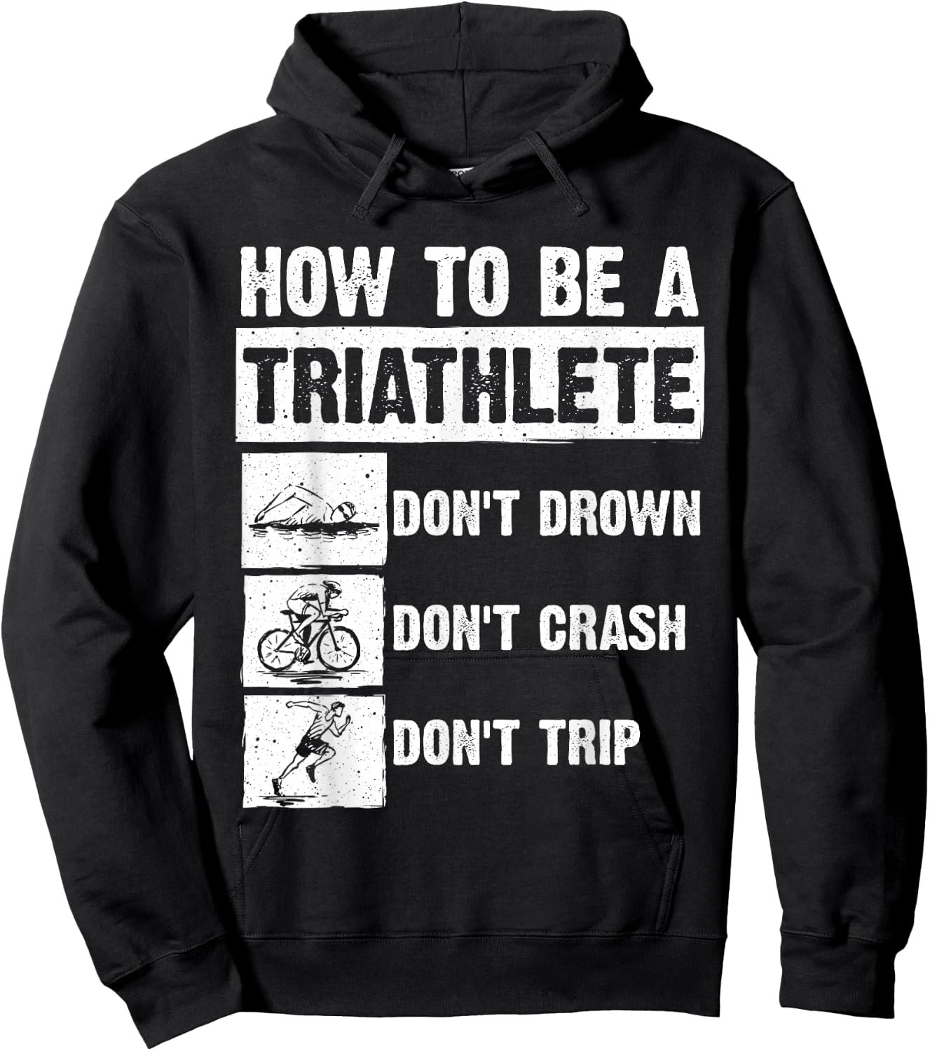 Funny Triathlon Design Men Women Swim Bike Run Triathletes Hoodie - Hoodie | Black