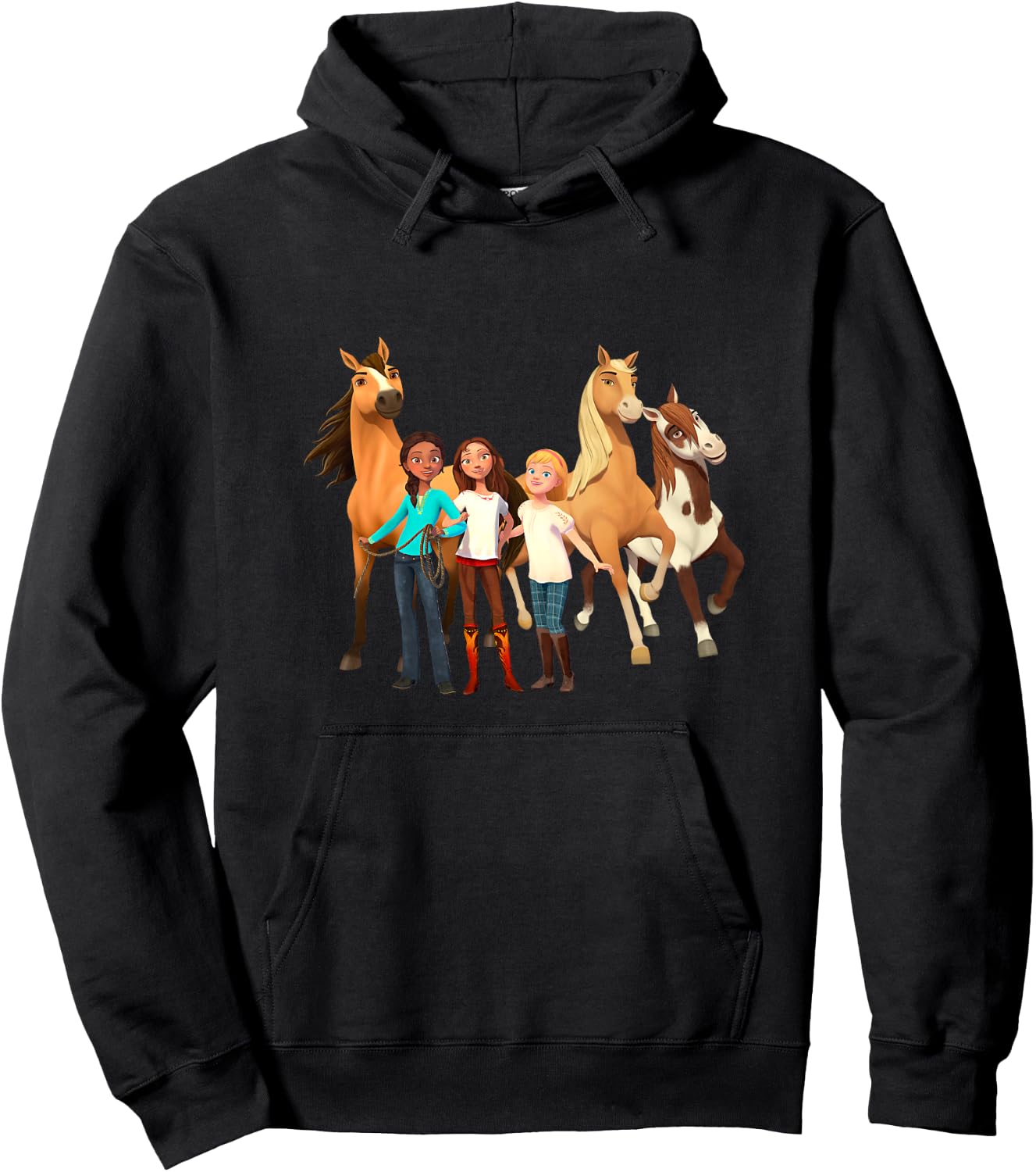 Kids DreamWorks Spirit Riding Free - All Character Kids Hoodie - Hoodie | Black