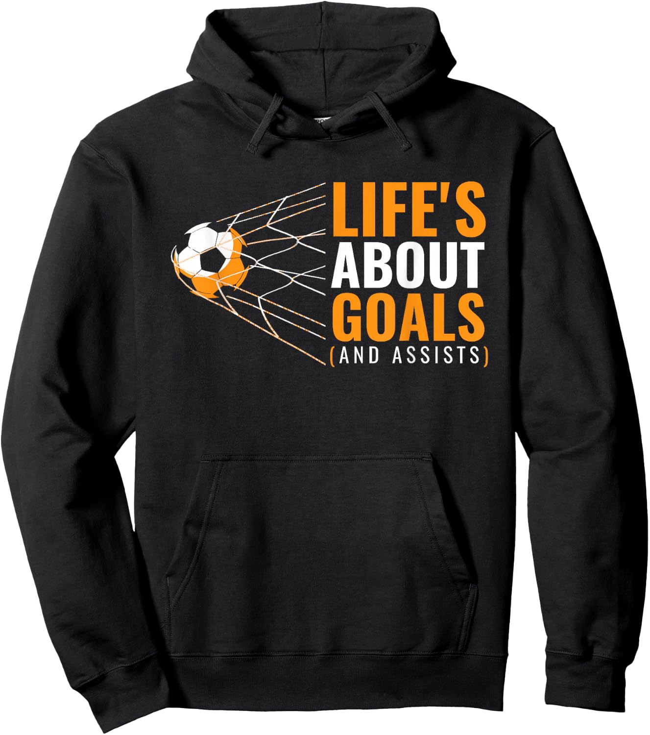 Life’s About Goals and Assists Funny Quote Youth Soccer Hoodie - Hoodie | Black