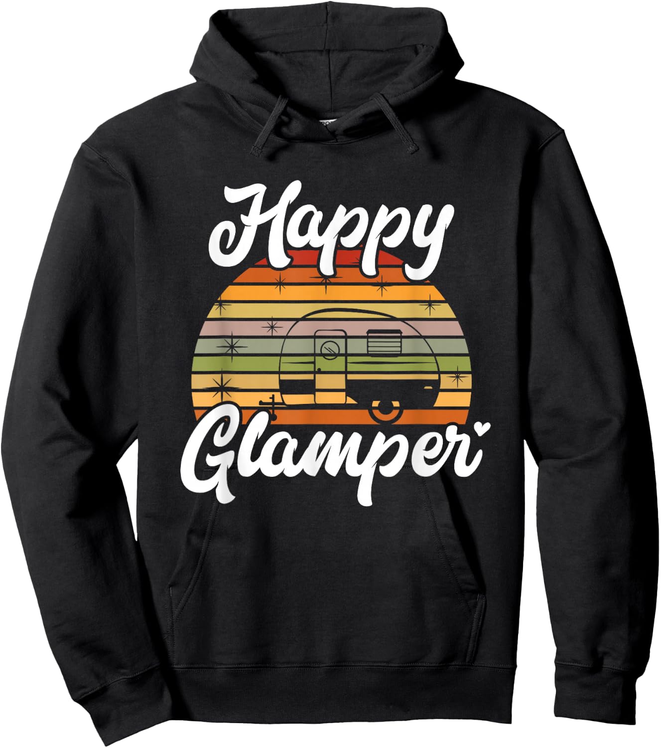 Camping Funny Camper Funny Glamping Happy Glamper Hoodie - Hoodie | Black