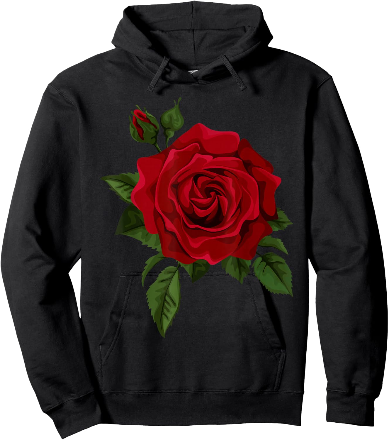Single Red Roses Flower of Cute Red Roses Flower Gardening Hoodie - Hoodie | Black