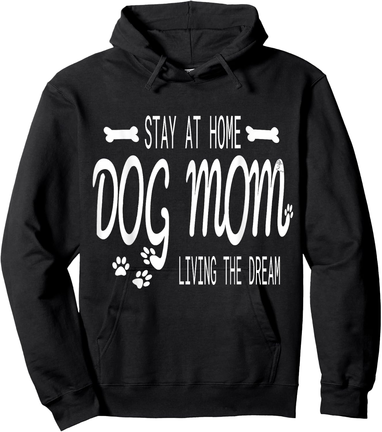 Stay At Home Dog Mom Gifts Paw Print Letters Hoodie - Hoodie | Black