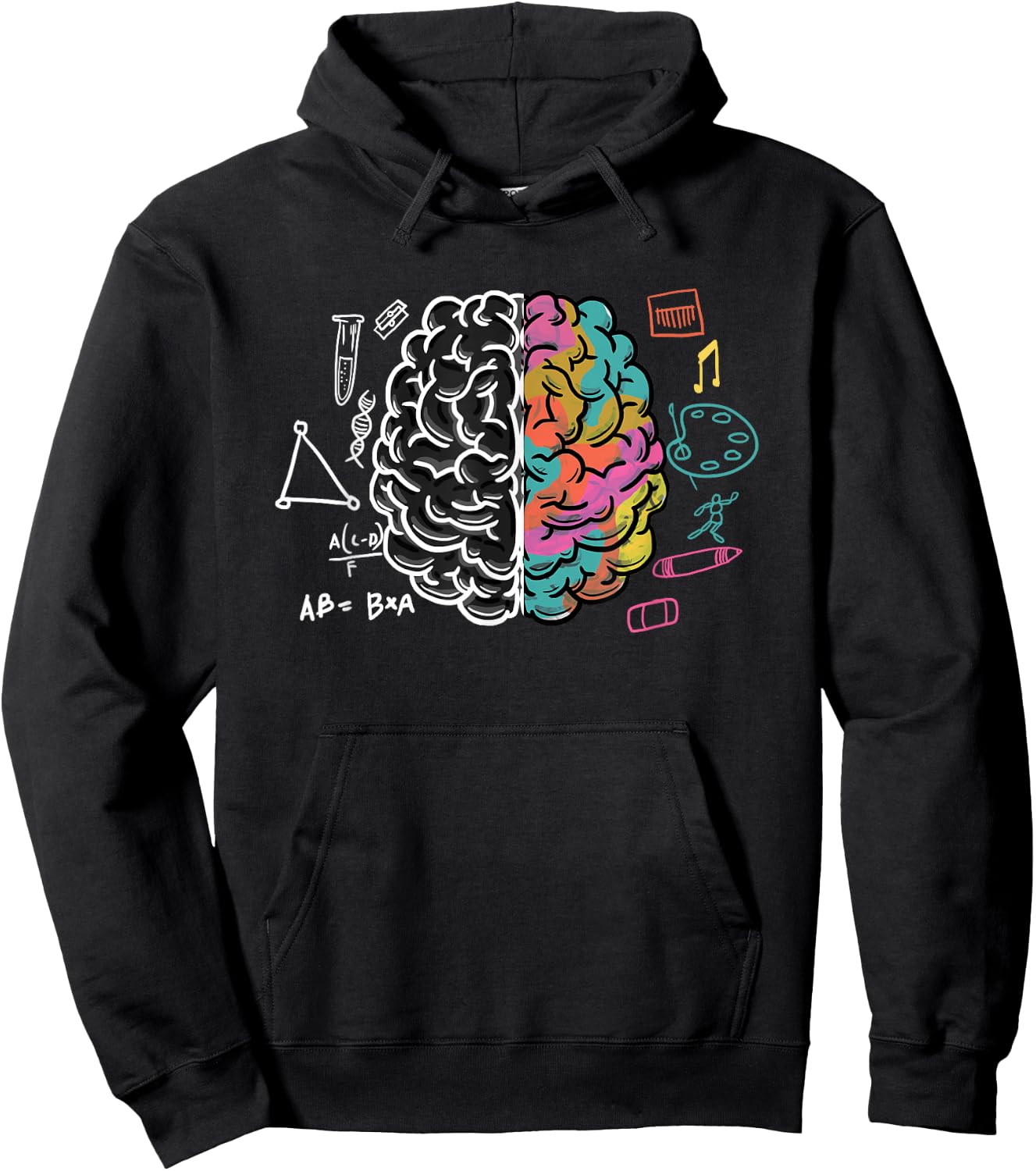 Color Splitted Brain Science Art Physician Neurologist Gift Hoodie - Hoodie | Black