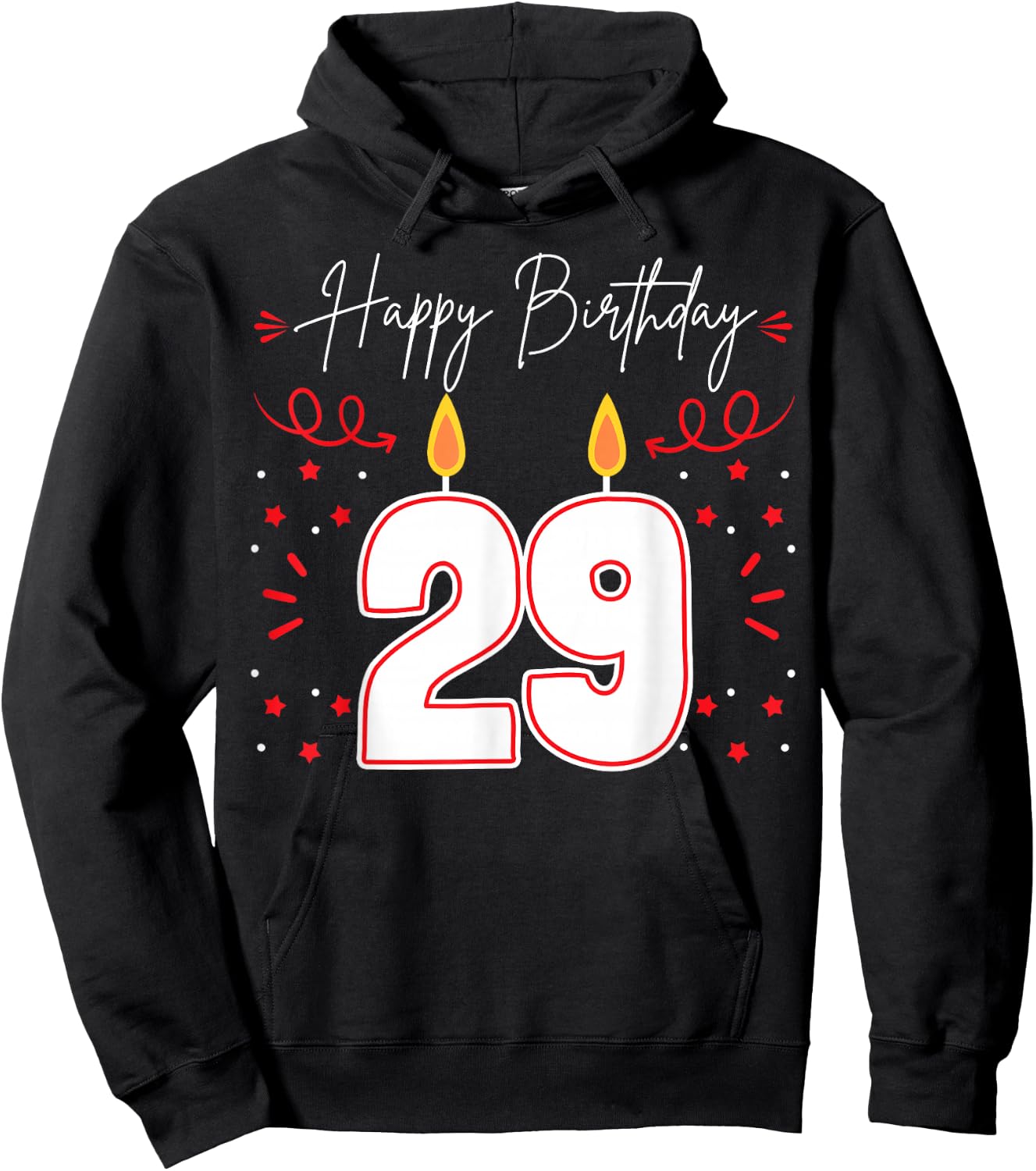 Candle 29 Birthday Party Decoration Wishes Candlelight Cake Hoodie - Hoodie | Black