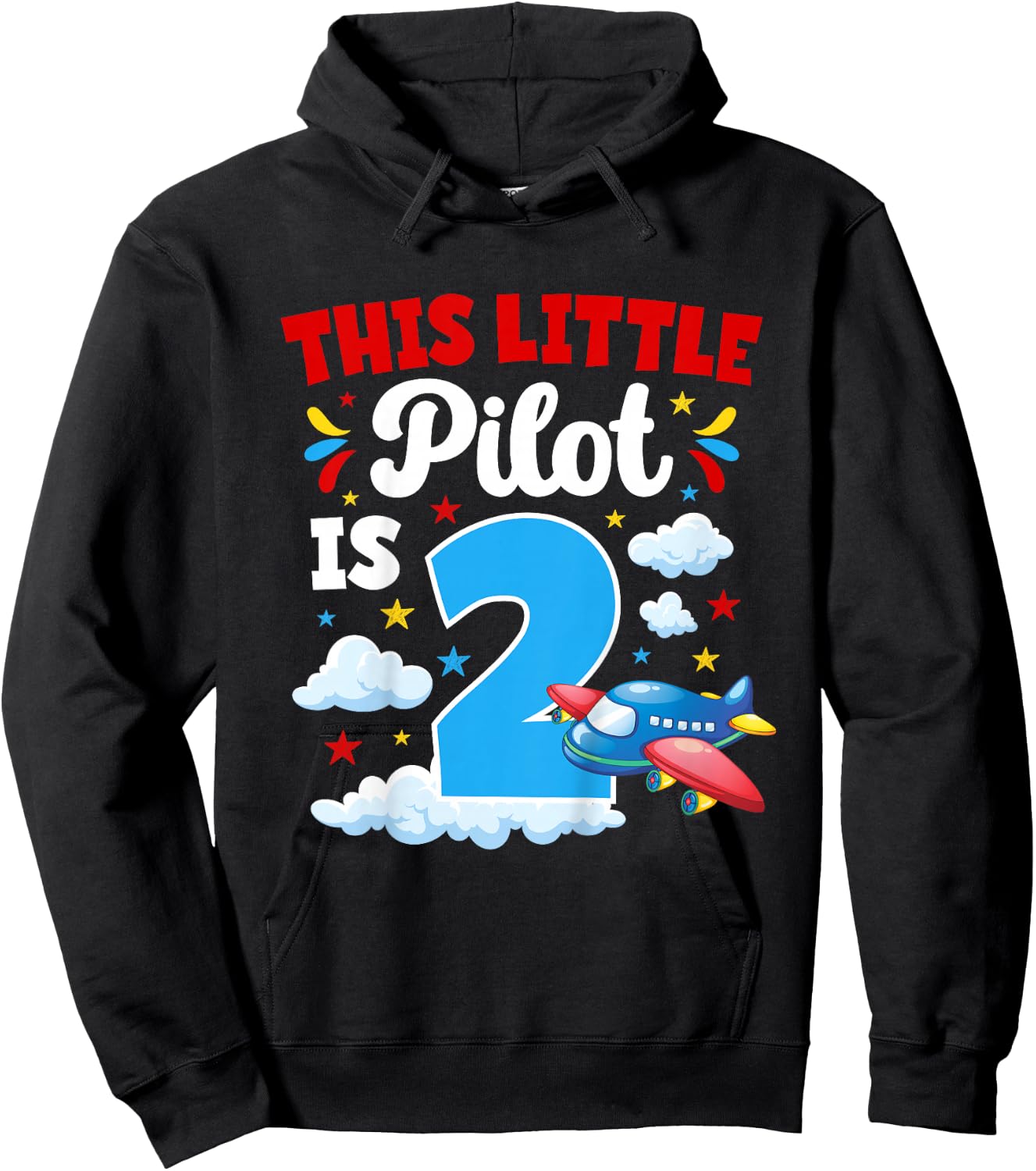 2nd Airplane Birthday Party Two Year Old Pilot Birthday Hoodie - Hoodie | Black