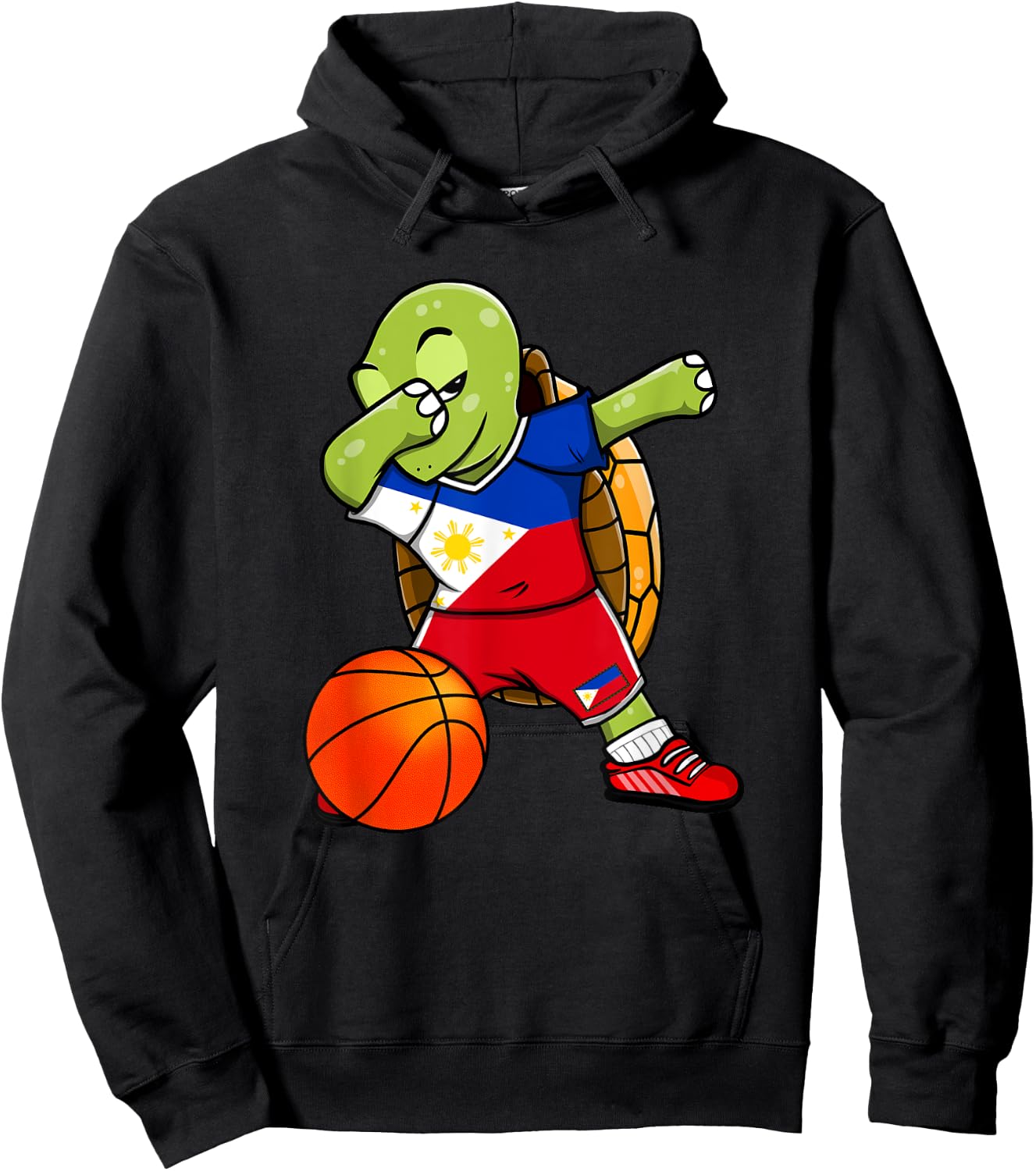 Dabbing Turtle Philippines Jersey Philippine Basketball Fans Hoodie - Hoodie | Black