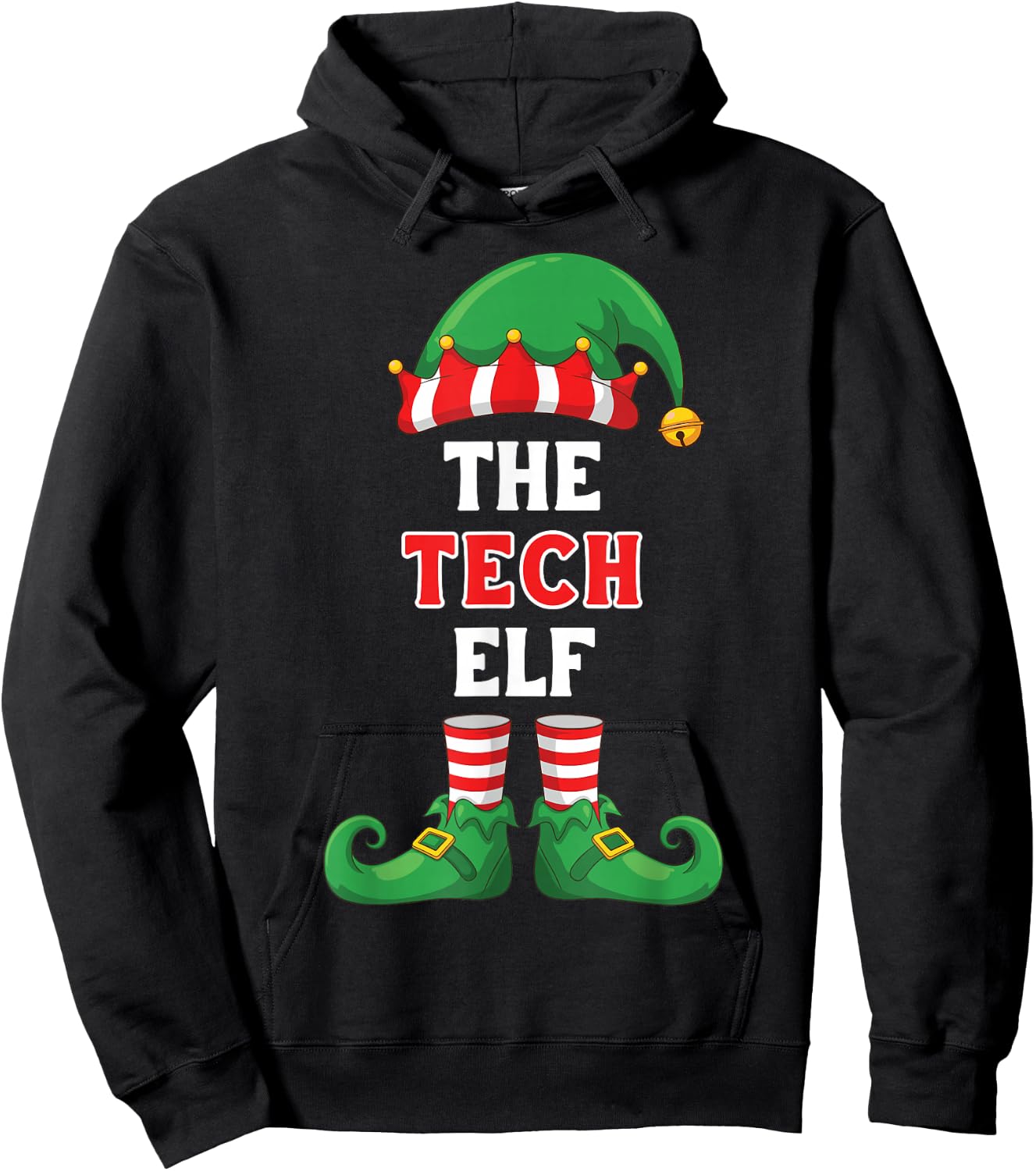 The Tech Elf Shirt Christmas for IT Guy Tech Support Geek Hoodie - Hoodie | Black