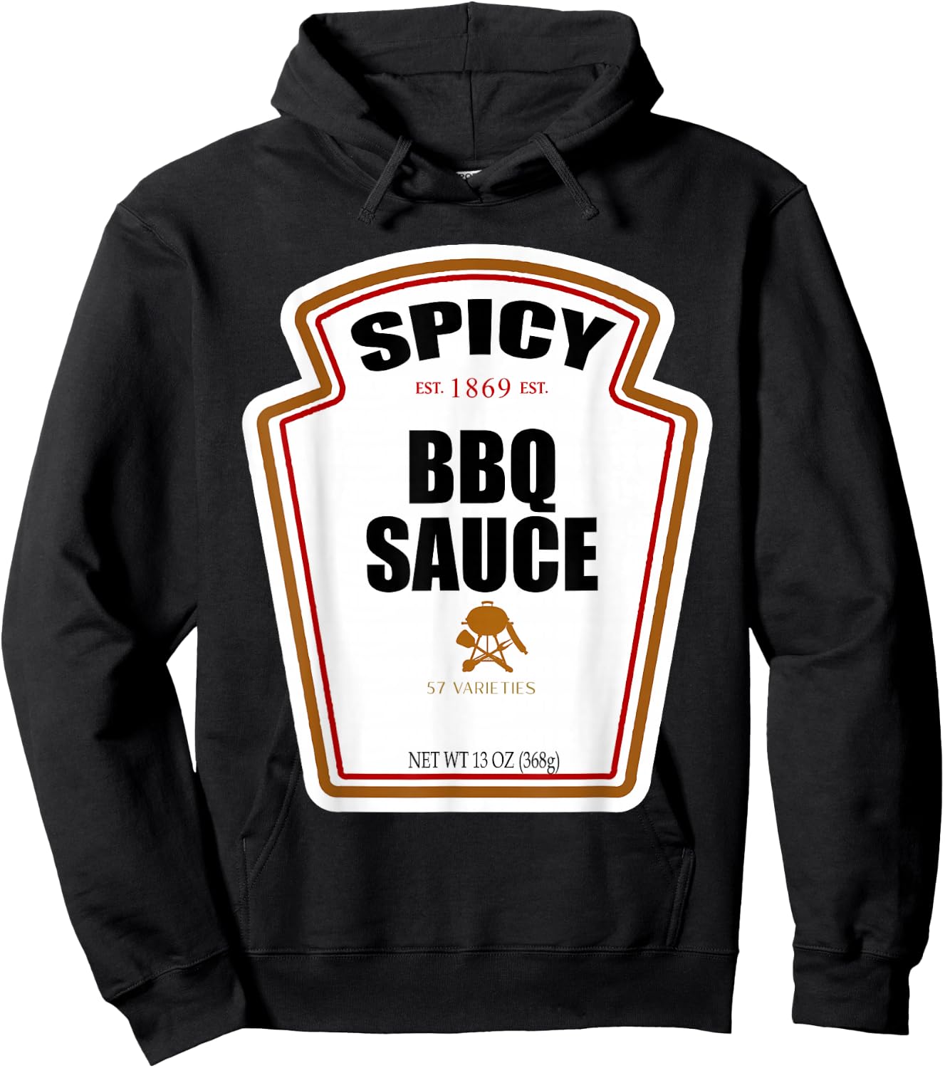 Halloween Matching Costume Spicy BBQ Sauce Bottle Label Hoodie - Hoodie | Black