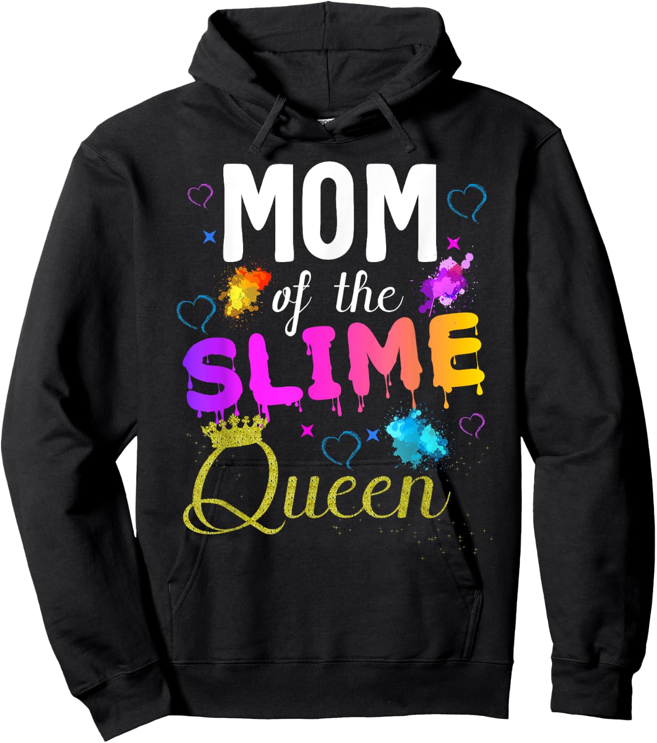mom of the slime queen crown Birthday Matching Party outfit Hoodie - Hoodie | Black