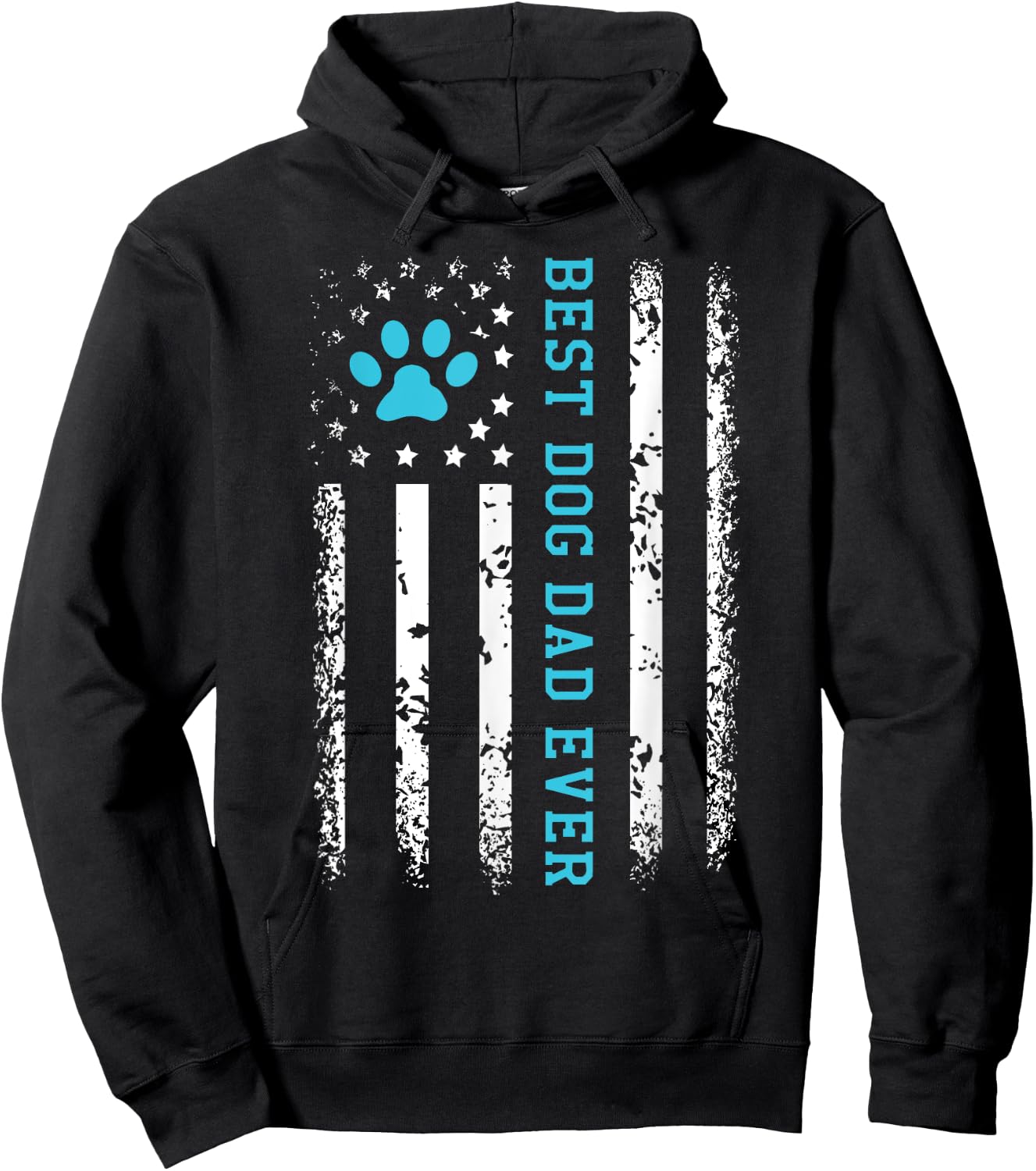 USA Flag Best Dog Dad Ever American Puppy Lover Paw Hoodie - Hoodie | Black