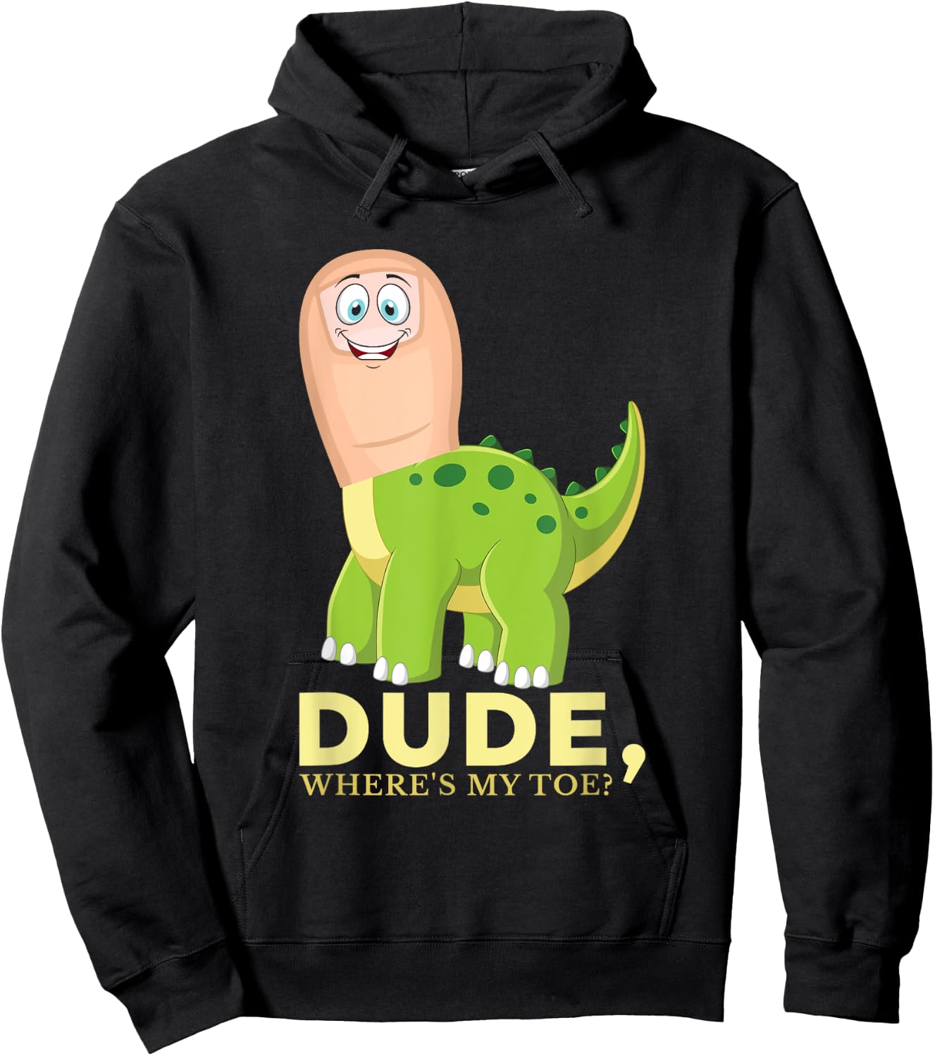 Dude Where's My Toe Funny Amputation Brontosaurus Amputee Hoodie - Hoodie | Black