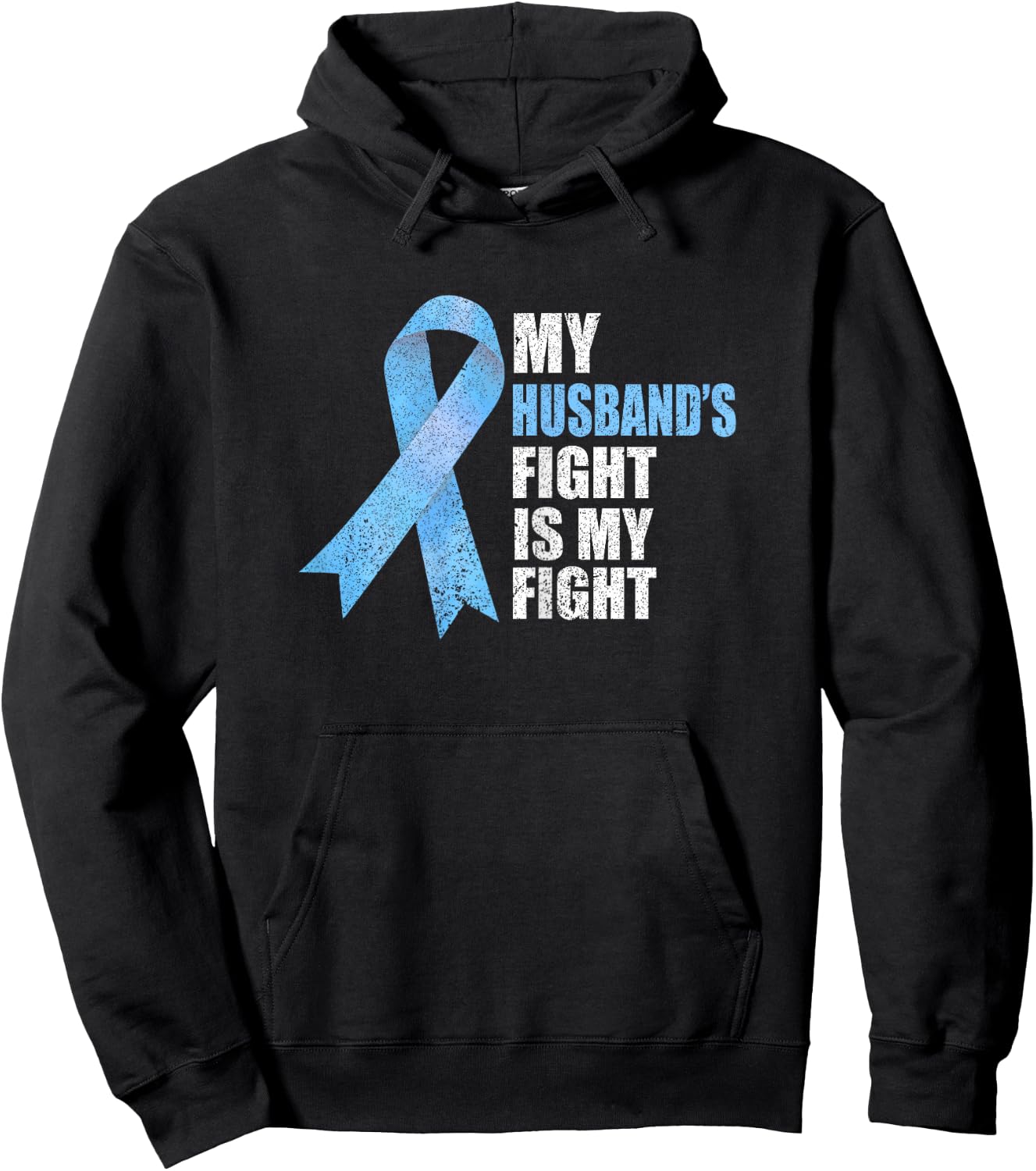 Light Blue Ribbon Supporter Wife Prostate Cancer Awareness Hoodie - Hoodie | Black