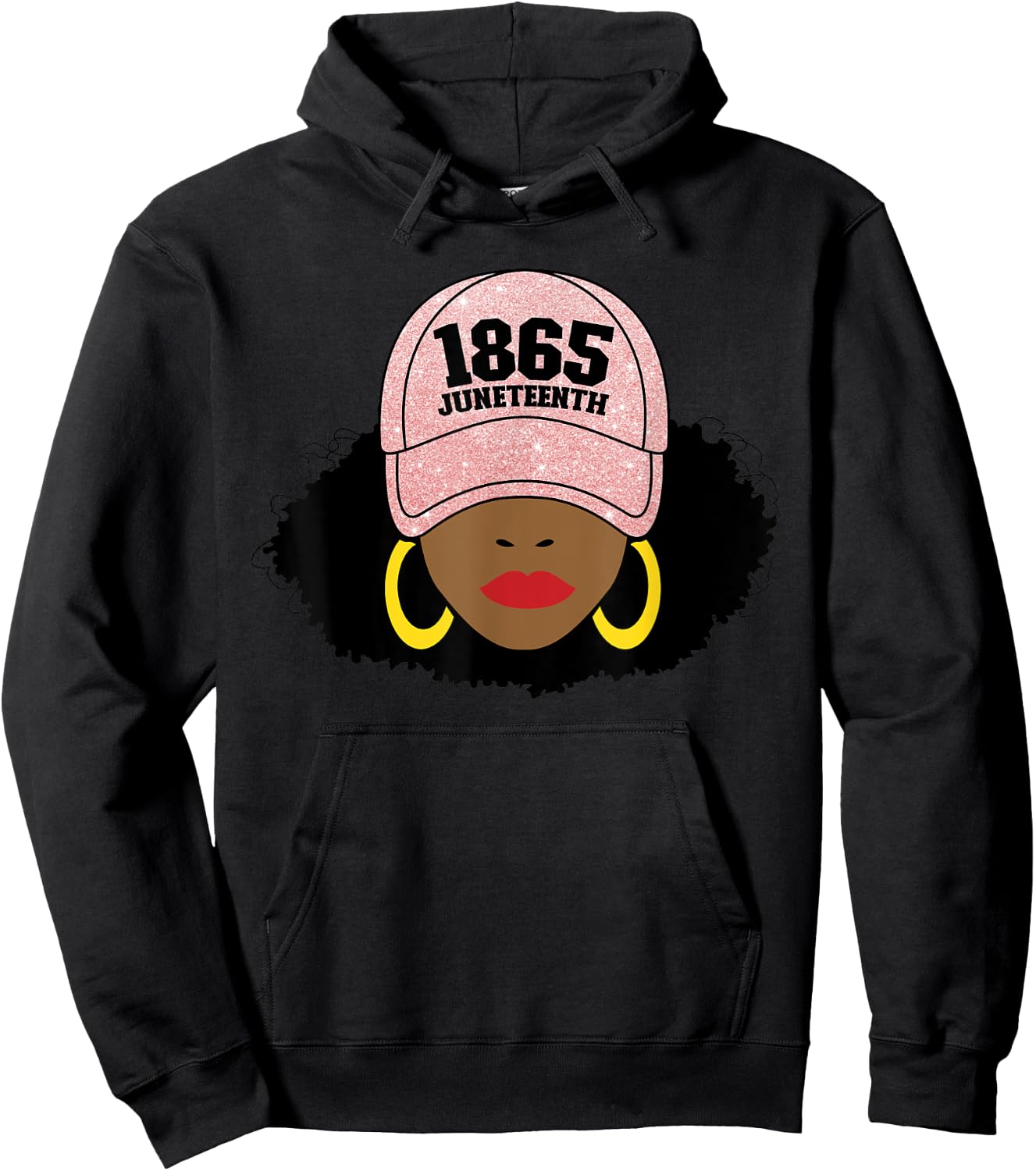 Juneteenth 1865 Black Freedom Afro Pink Women's Juneteenth Hoodie - Hoodie | Black
