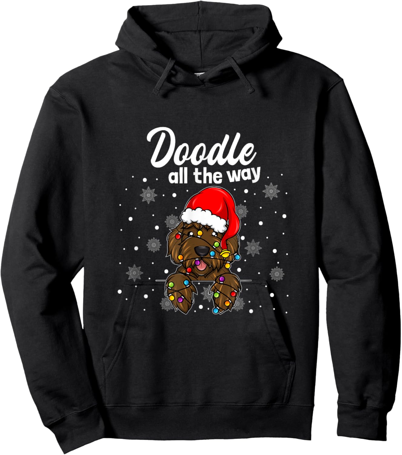 Doodle All The Way Labradoodle Santa Claus Hat Christmas Hoodie - Hoodie | Black