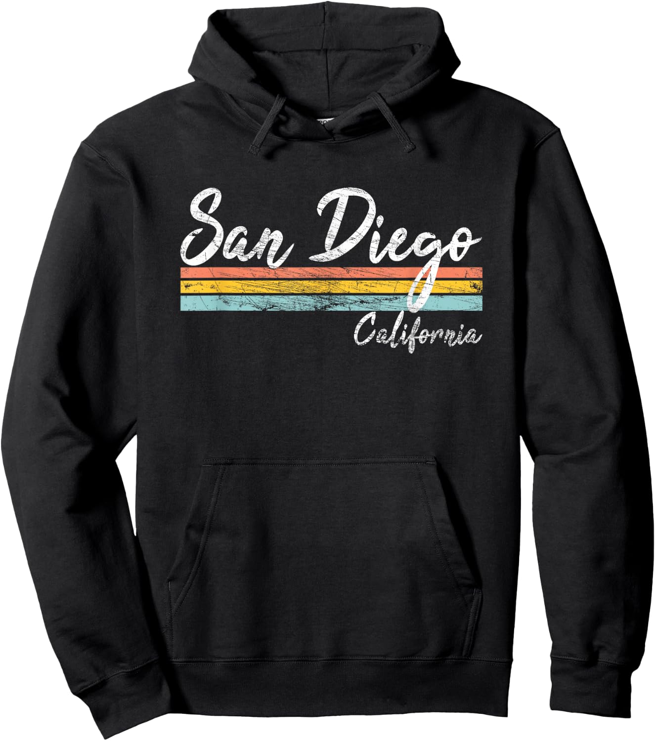 San Diego - California - Vintage Distressed Design - Classic Hoodie - Hoodie | Black