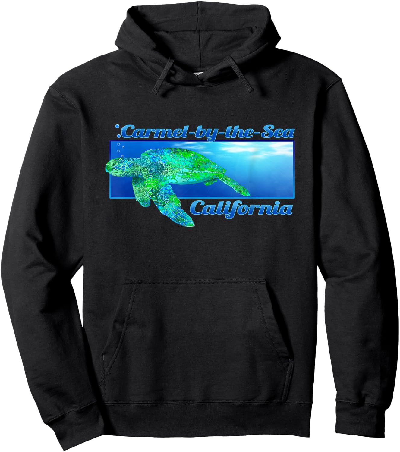 Carmel-by-the-Sea California Swimming Sea Turtle Hoodie - Hoodie | Black
