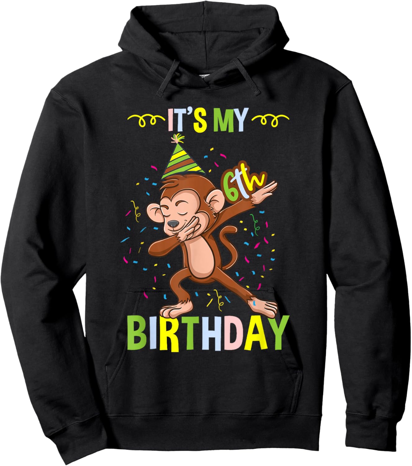 Its My 6th Birthday Monkey Hoodie - Hoodie | Black