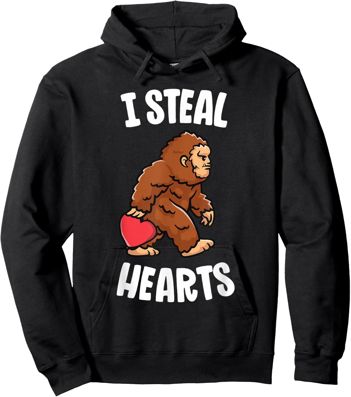 Bigfoot Valentines Day I Steal Hearts Funny Sasquatch Boys Hoodie - Hoodie | Black