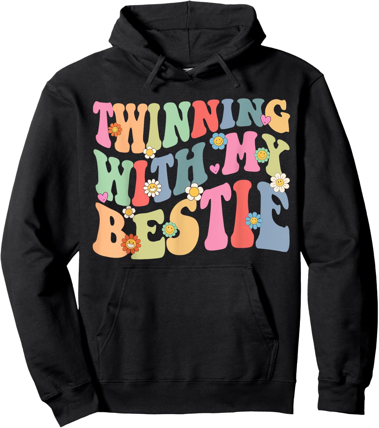 Twinning With My Bestie Spirit Week Twin Day Best Friend 70s Hoodie - Hoodie | Black