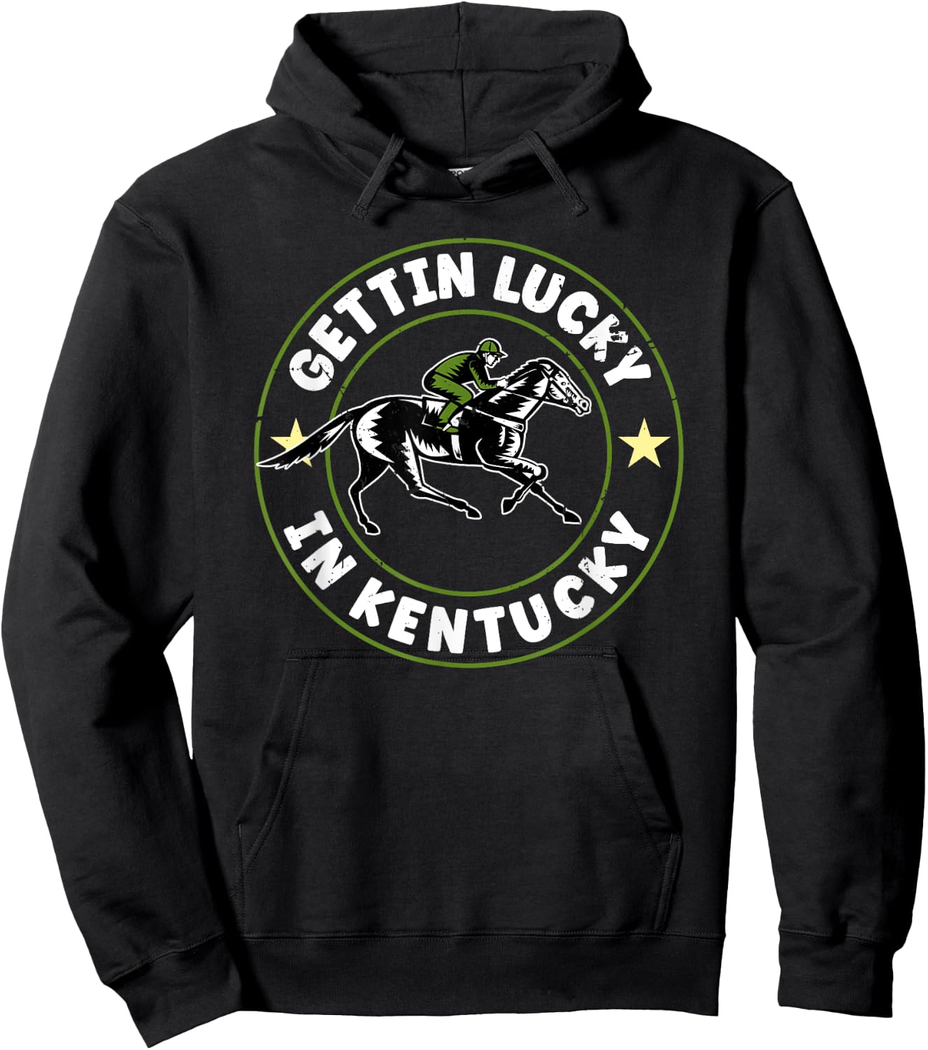 Vintage Getting Lucky In Kentucky Funny Horse Racing Hoodie - Hoodie | Black