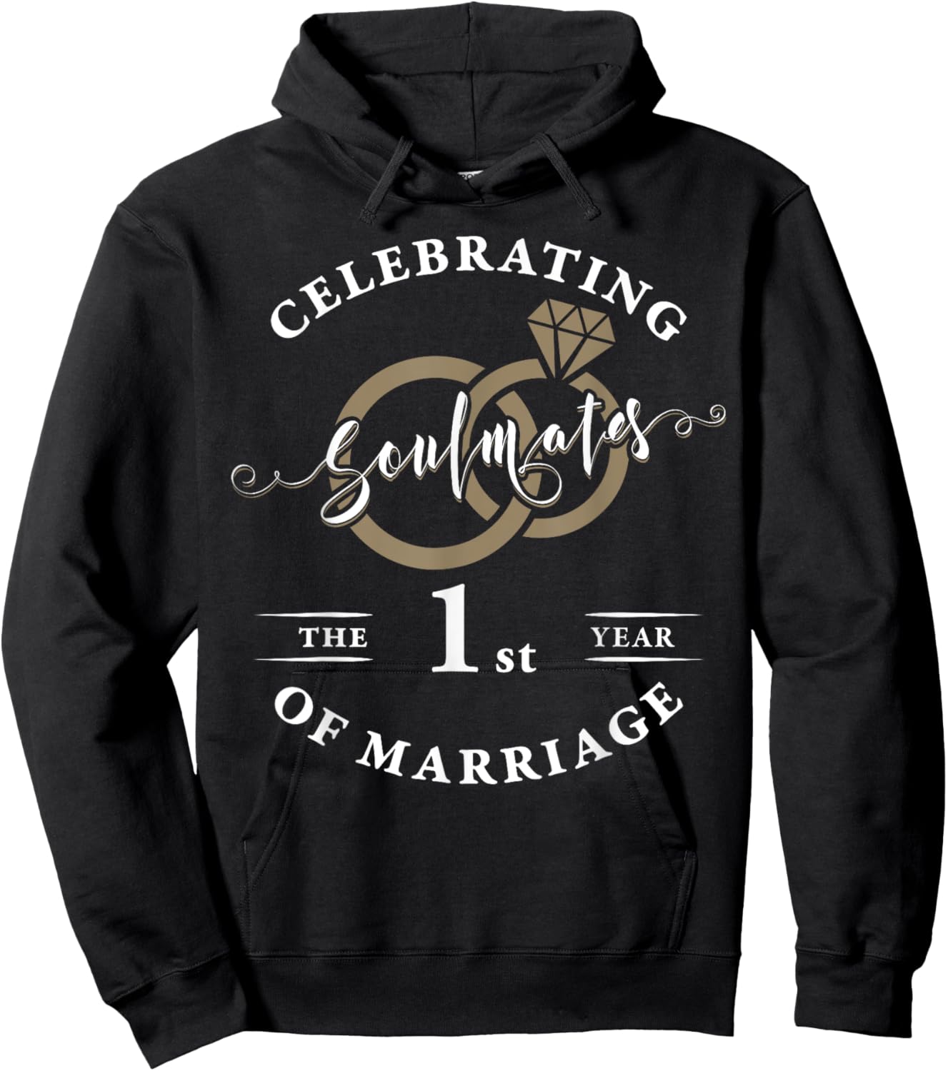 1 Year Wedding Anniversary Couple Husband Wife Matching Hoodie - Hoodie | Black
