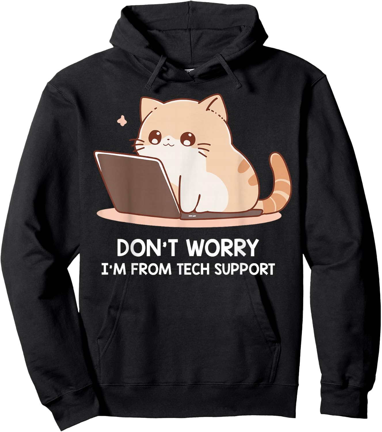 Cat Don't Worry I'm From Tech Support Hoodie - Hoodie | Black