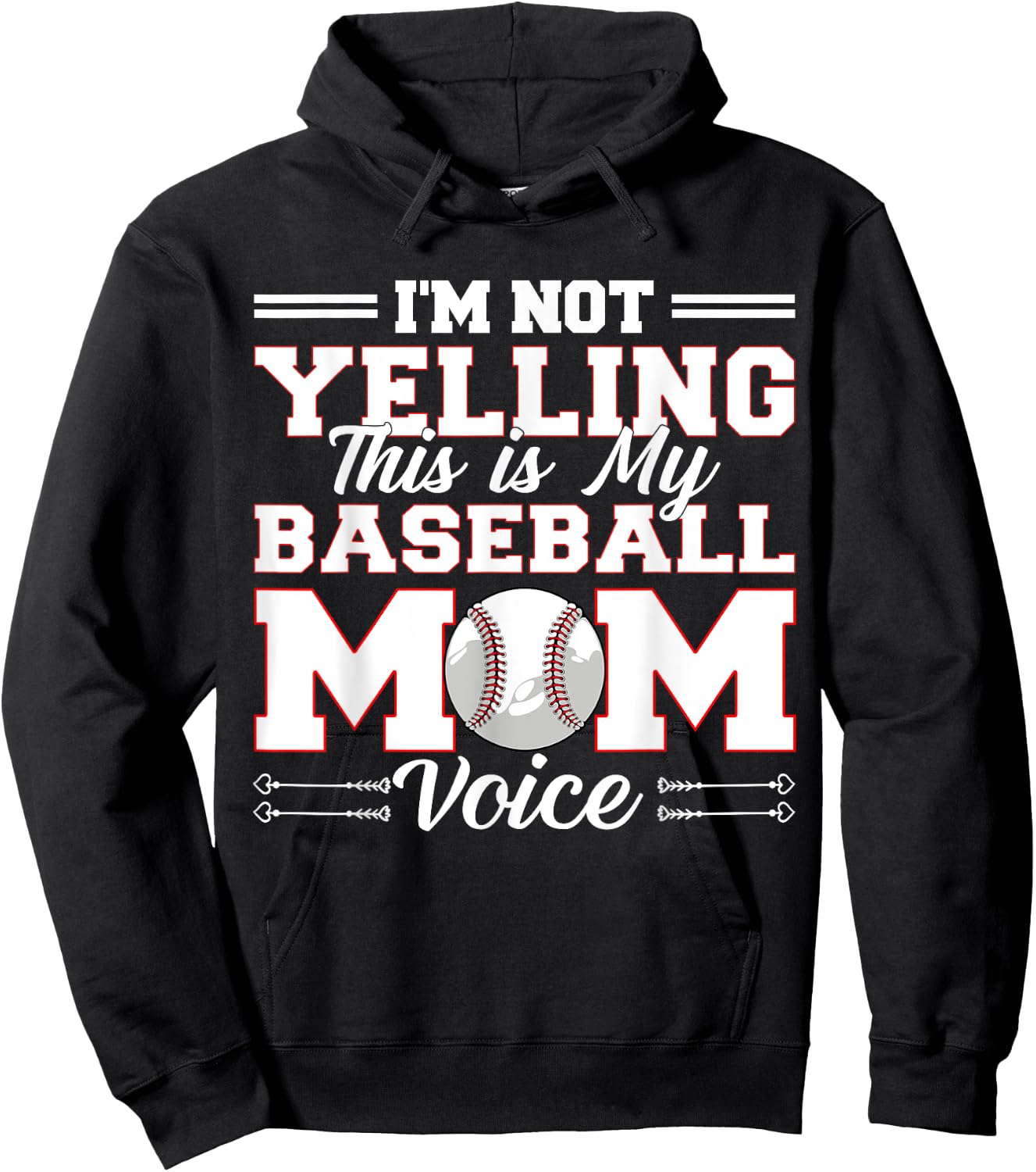 I'm Not Yelling This Is My Baseball Mom Voice Mother's Day Hoodie - Hoodie | Black