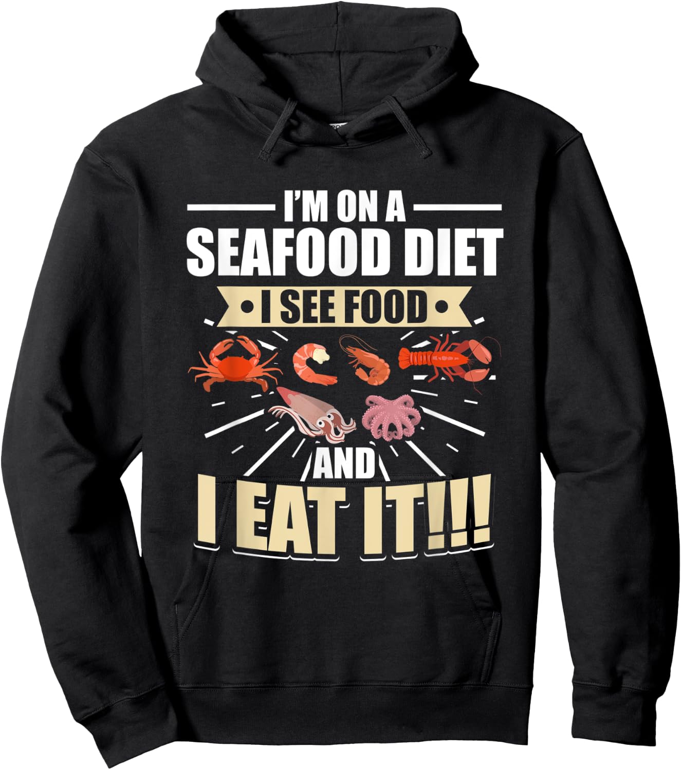 I'm on a seafood diet I see food and I eat it Women Hoodie - Hoodie | Black