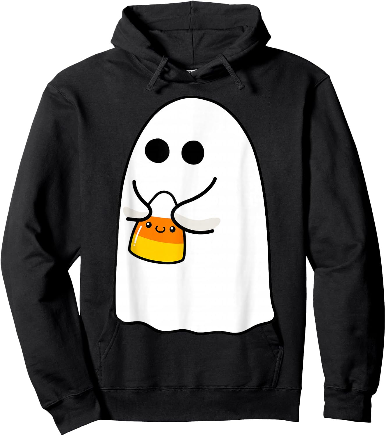 Ghost Holding Candy Corn Funny Halloween Costume Cute Ghost Hoodie - Hoodie | Black