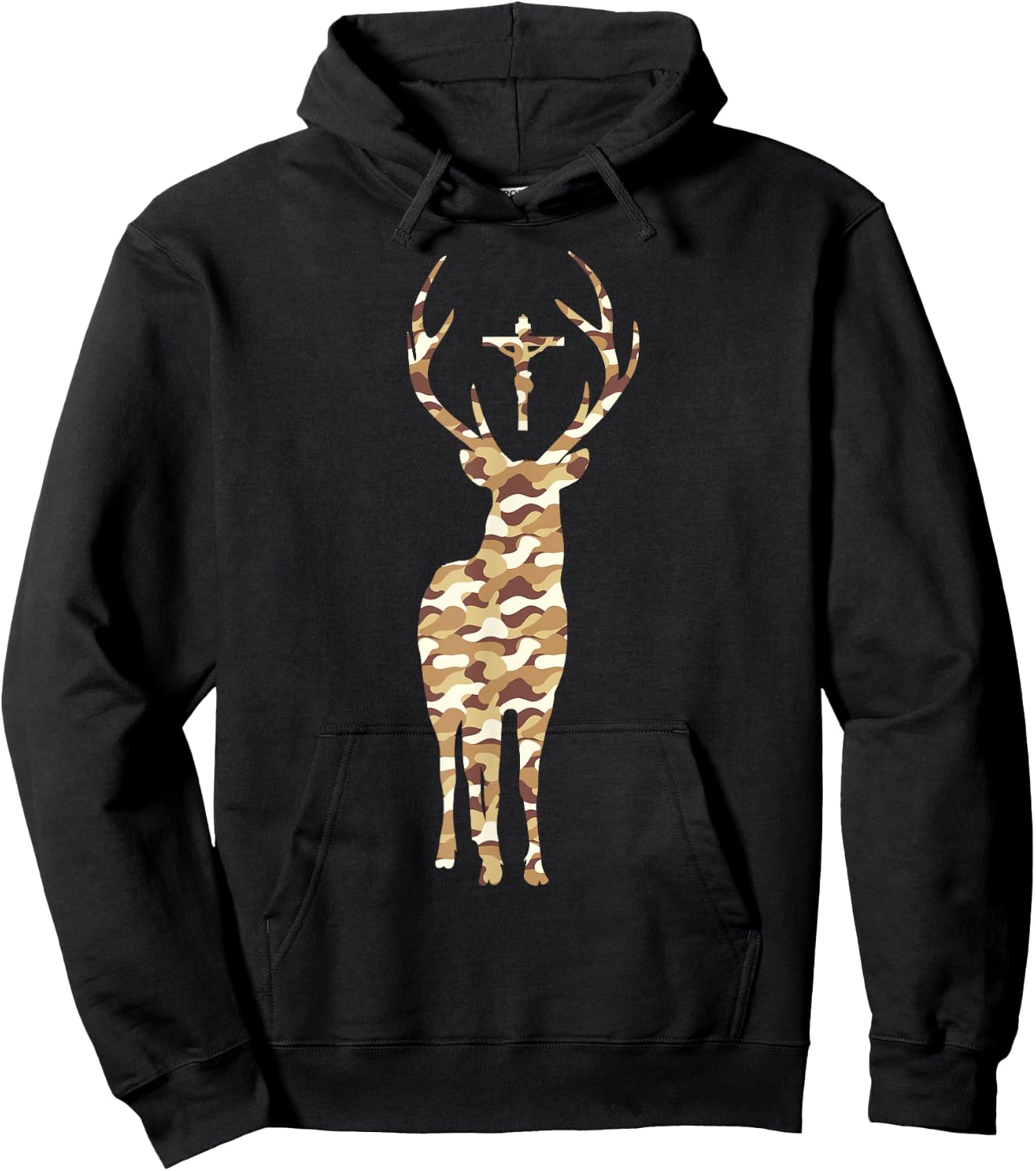 Hubert Hubertus Patron Saint of the Hunter Deer Camo Men Gift Hoodie - Hoodie | Black