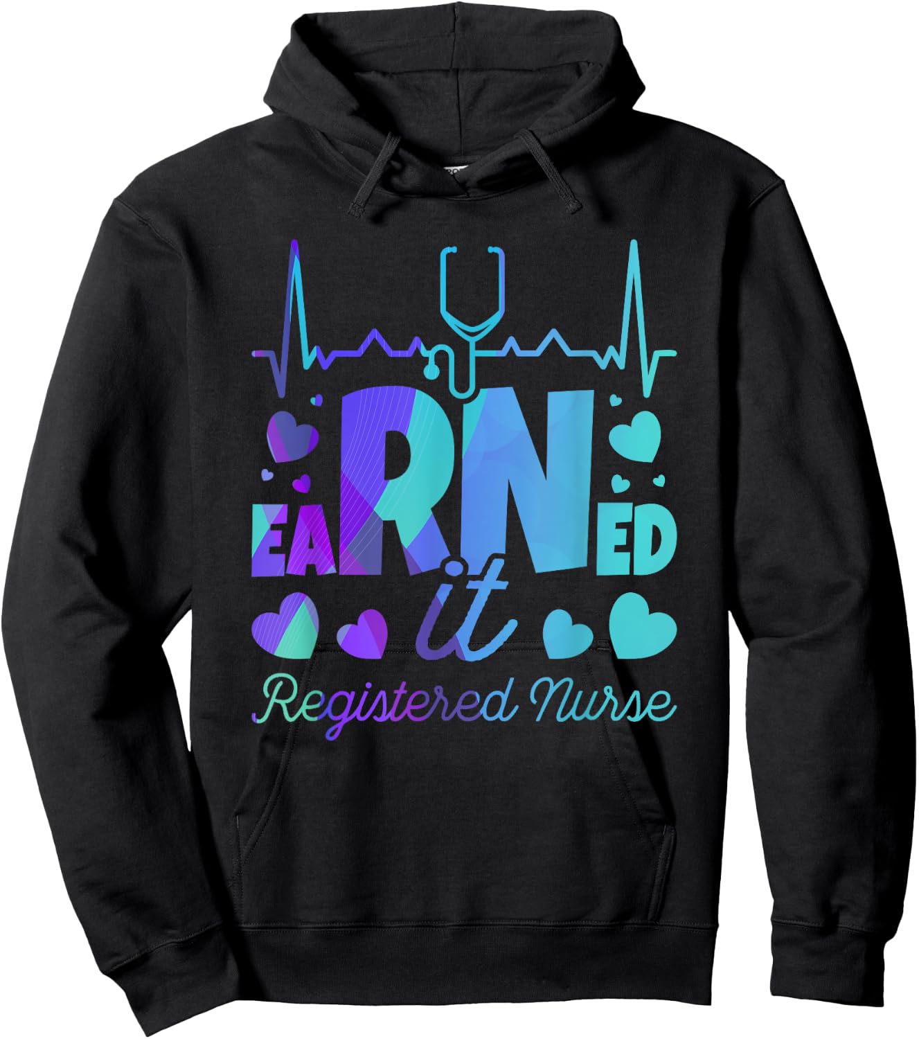 Graduating Class Of Nursing Designs Earned It RN Nurse Graduation Registered Nurse Hoodie - Hoodie | Black