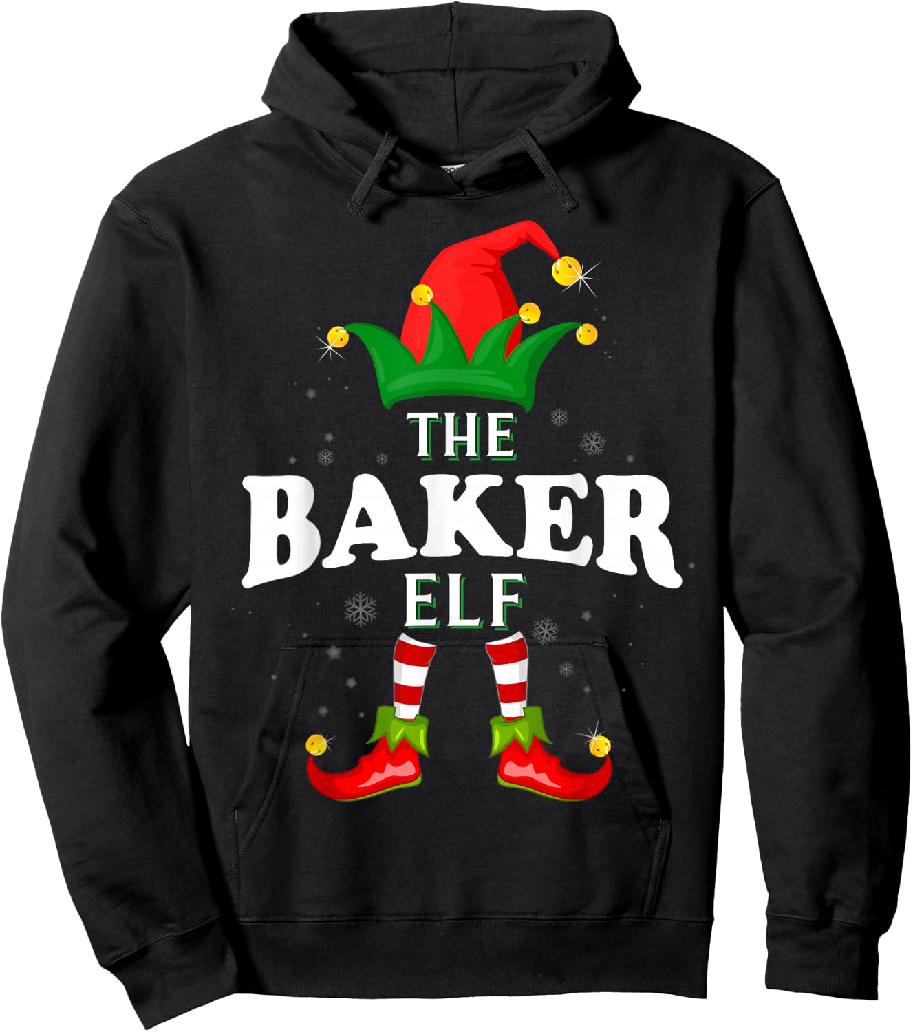 Xmas Baker Elf Family Matching Christmas Pajama Hoodie - Hoodie | Black