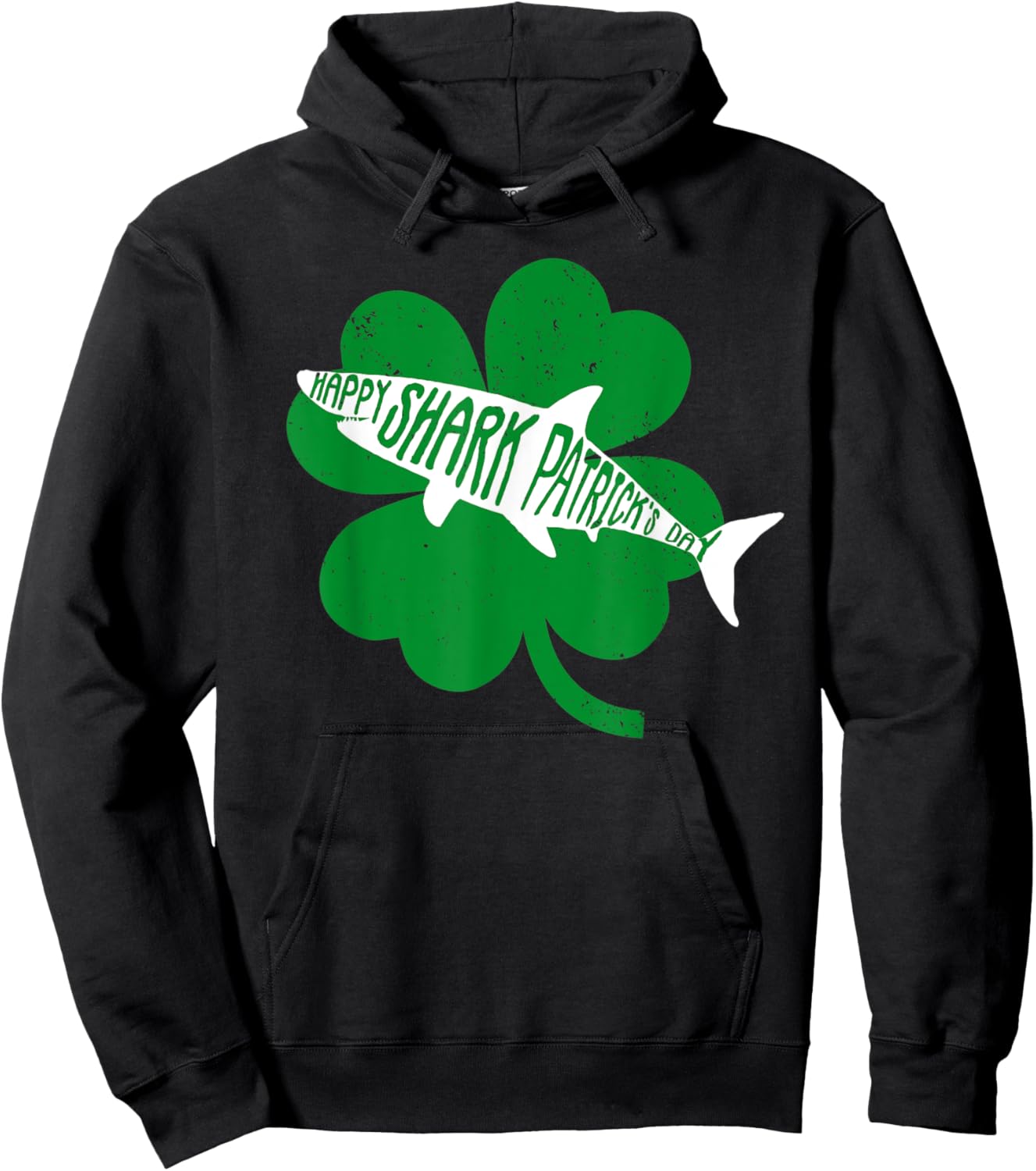 Happy Shark Patrick's Funny Saint Patrick's Day Shark Hoodie - Hoodie | Black