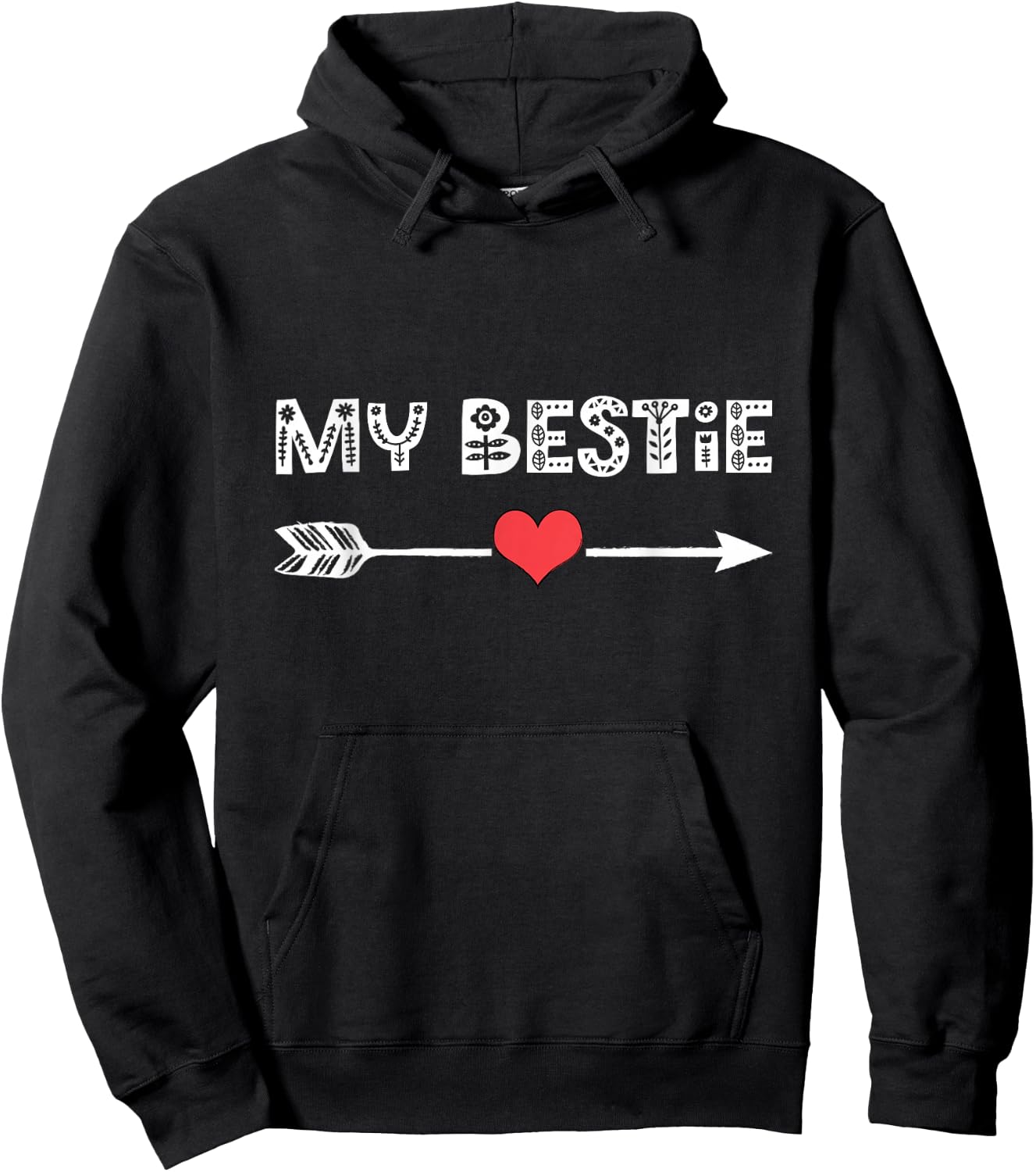 Besties Best Friend Right Arrow Heart Love Matching Outfit Hoodie - Hoodie | Black
