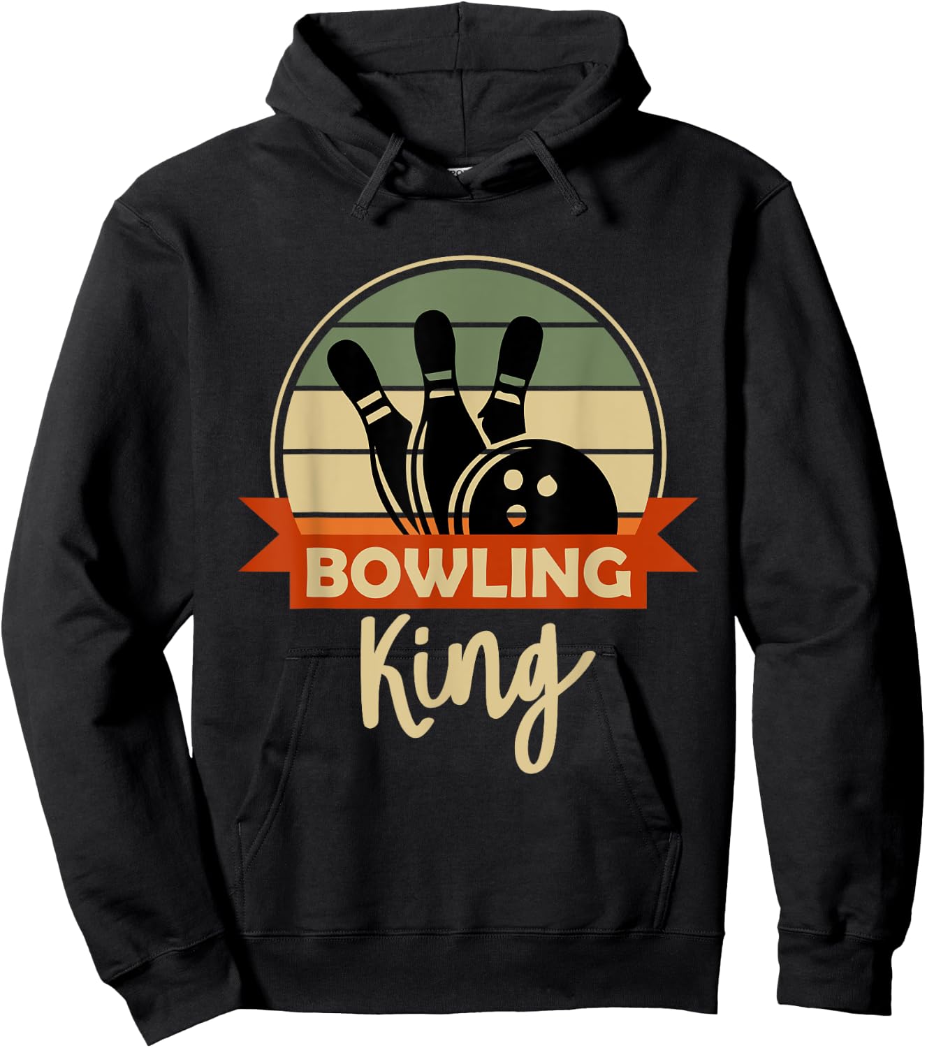 Bowling King Funny Bowling Ball Motif Bowler Hoodie - Hoodie | Black
