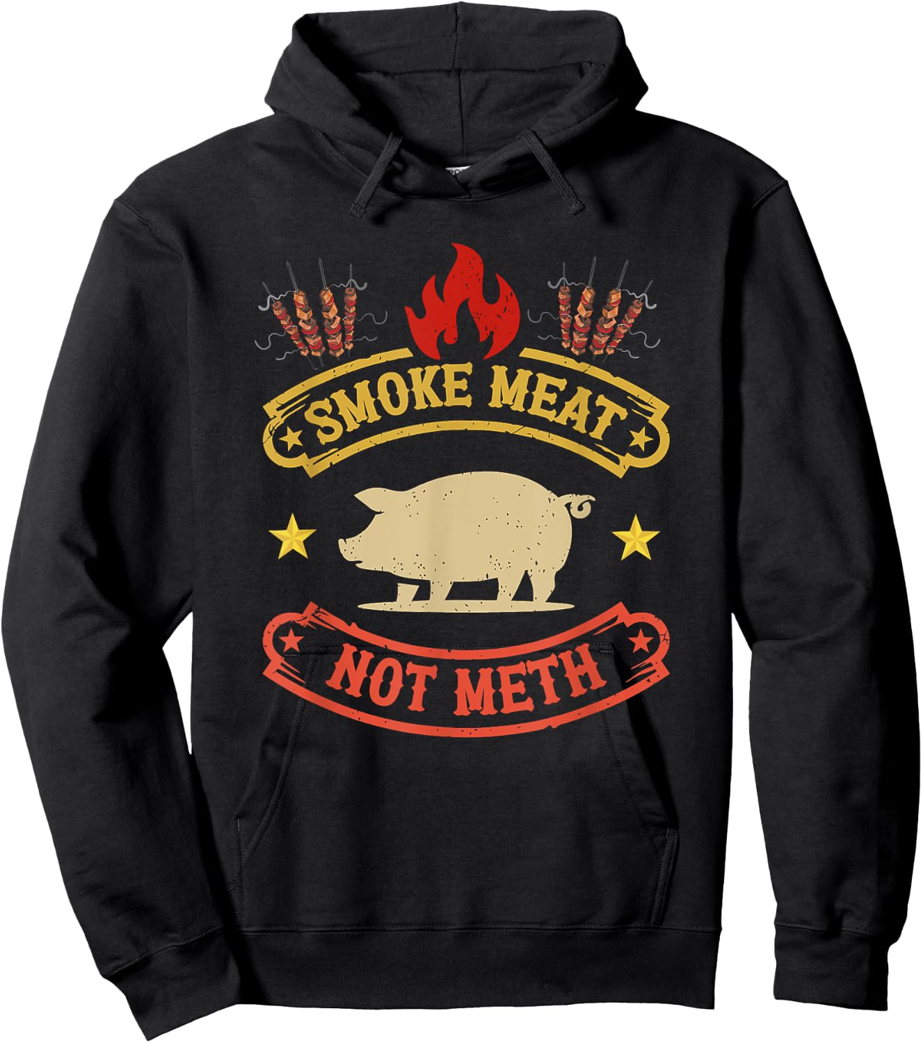 BBQ Grill Smokes Meat Not Meth Anti Drug Barbecue Grilling Hoodie - Hoodie | Black