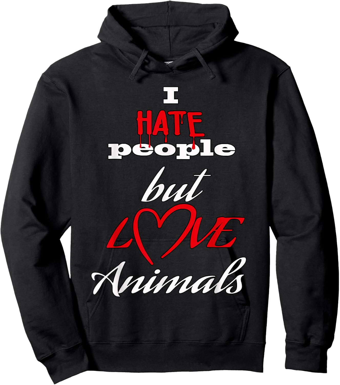 I hate people but love animals dog cat animals animal friend Women Kids Hoodie - Hoodie | Black